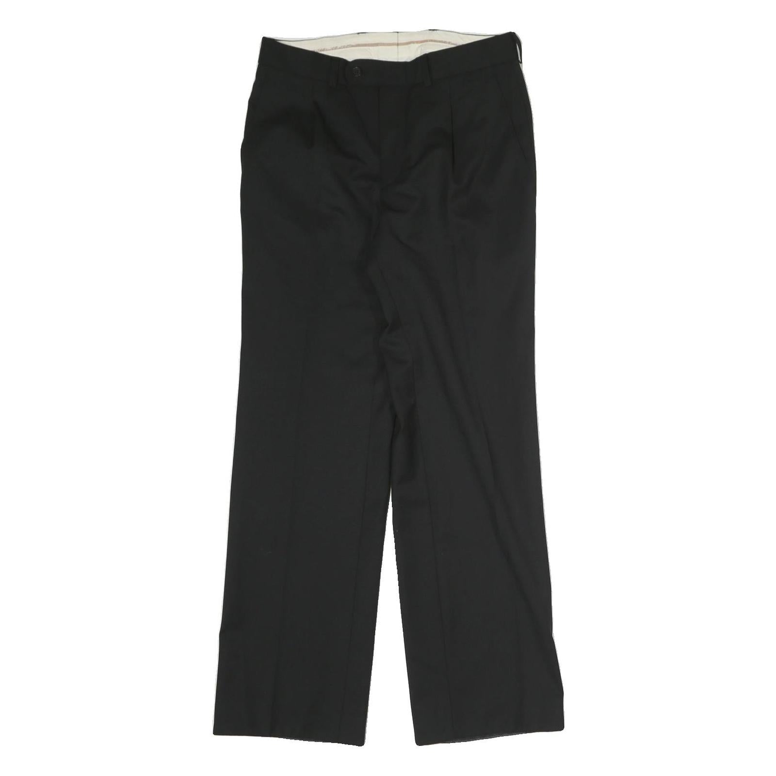 Mens Black Cotton Regular Fit Straight Trousers W30 L30 Zip Closure Classic Refurbished - N/A refurbished available on Cerqular
