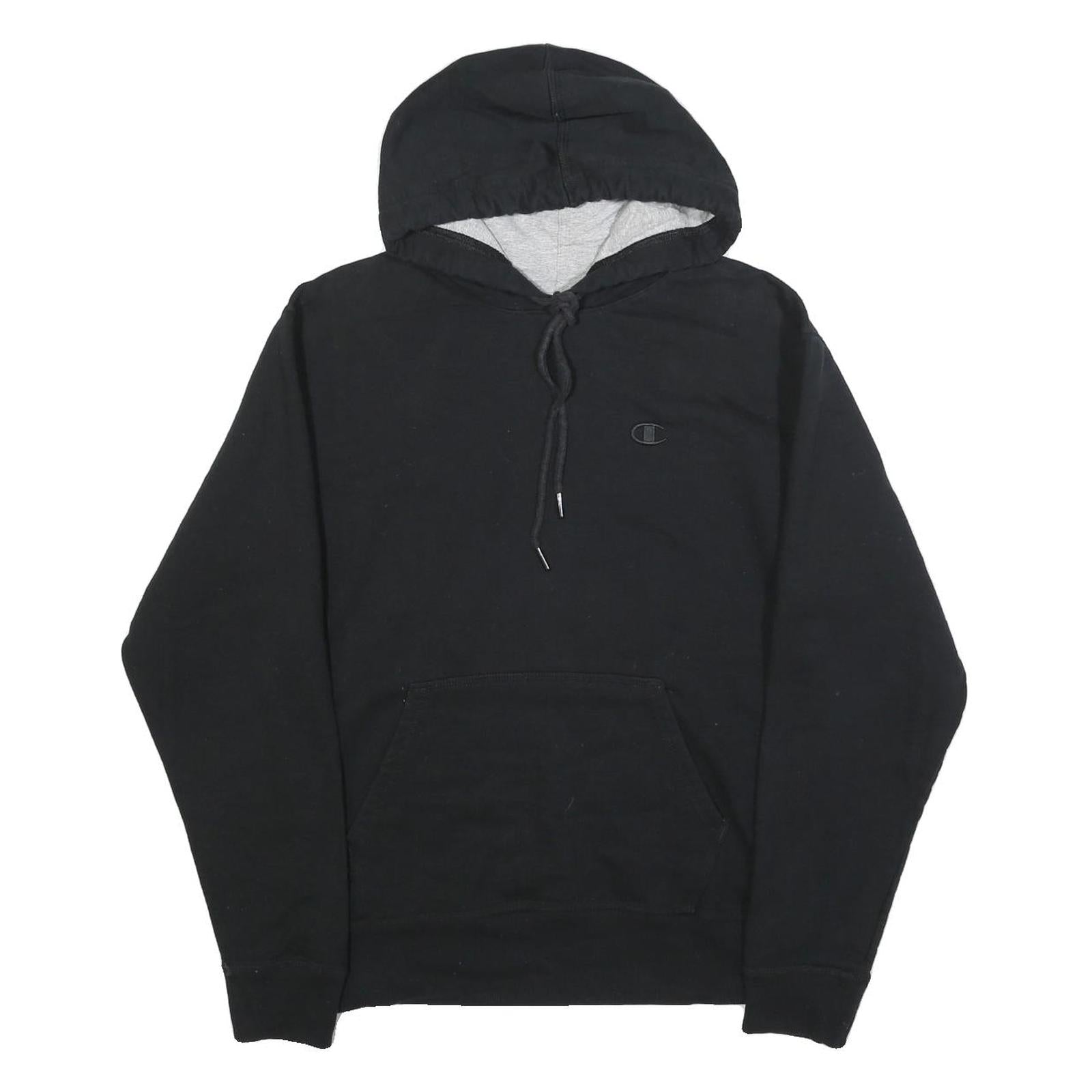 CHAMPION Mens Black Hoodie S Cotton Blend Pullover Logo Sweatshirt Refurbished - N/A refurbished available on Cerqular