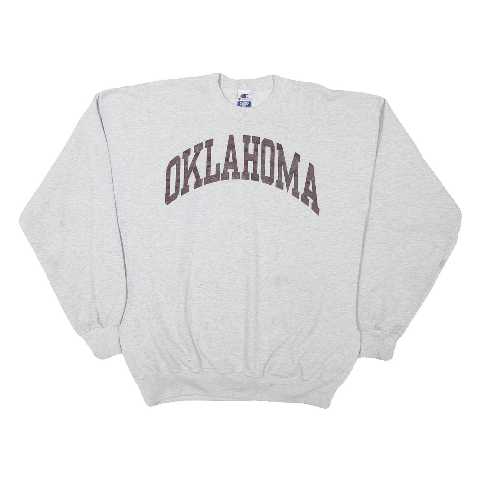 CHAMPION Mens Grey Oklahoma Crew Neck XL Cotton Blend Pullover Sweatshirt Refurbished - N/A refurbished available on Cerqular