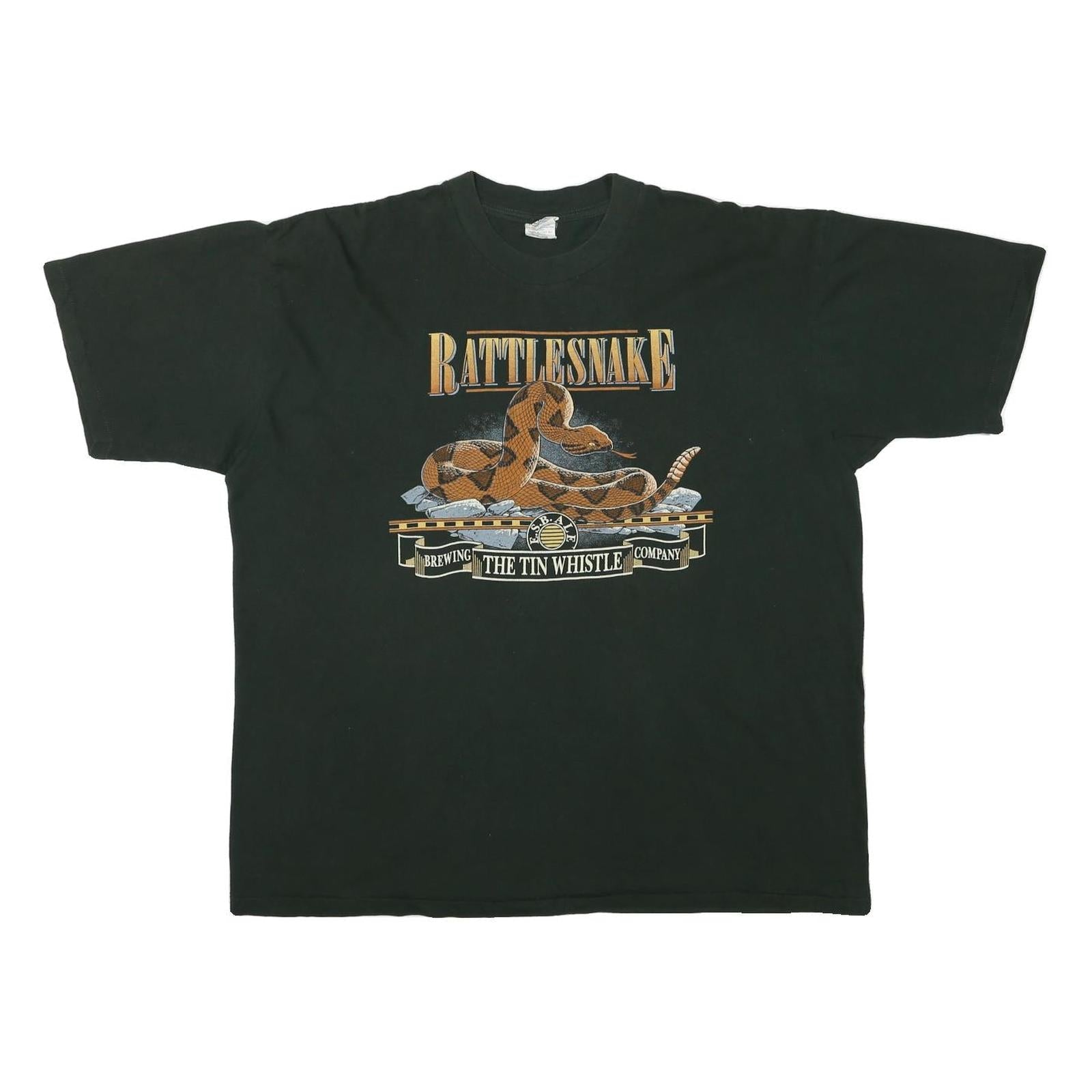 BOW VALLEY Mens Black Rattlesnake Graphic T-Shirt XL Short Sleeve Crew Neck Refurbished - N/A refurbished available on Cerqular