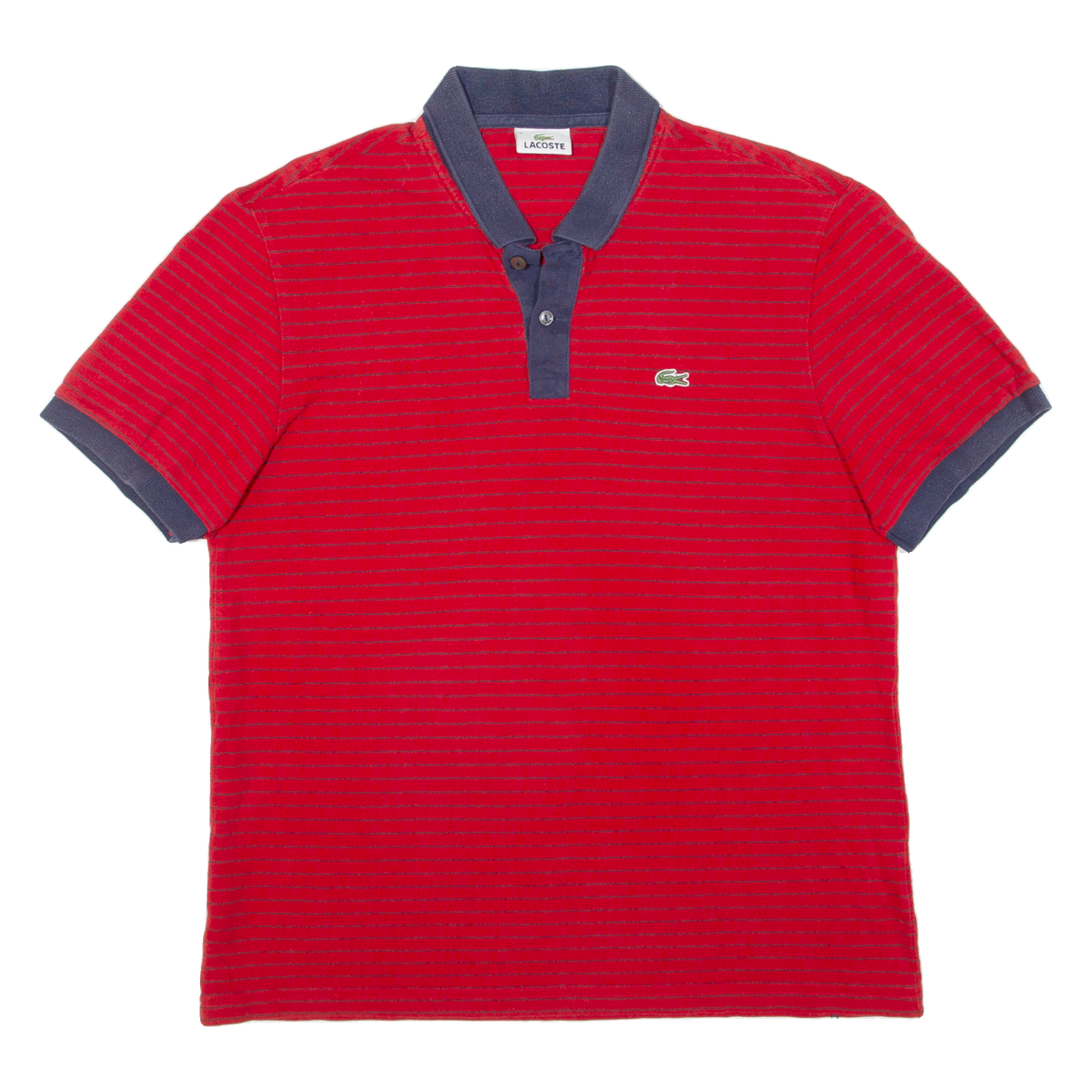 LACOSTE Mens Polo Shirt Red Striped S Refurbished - N/A refurbished available on Cerqular
