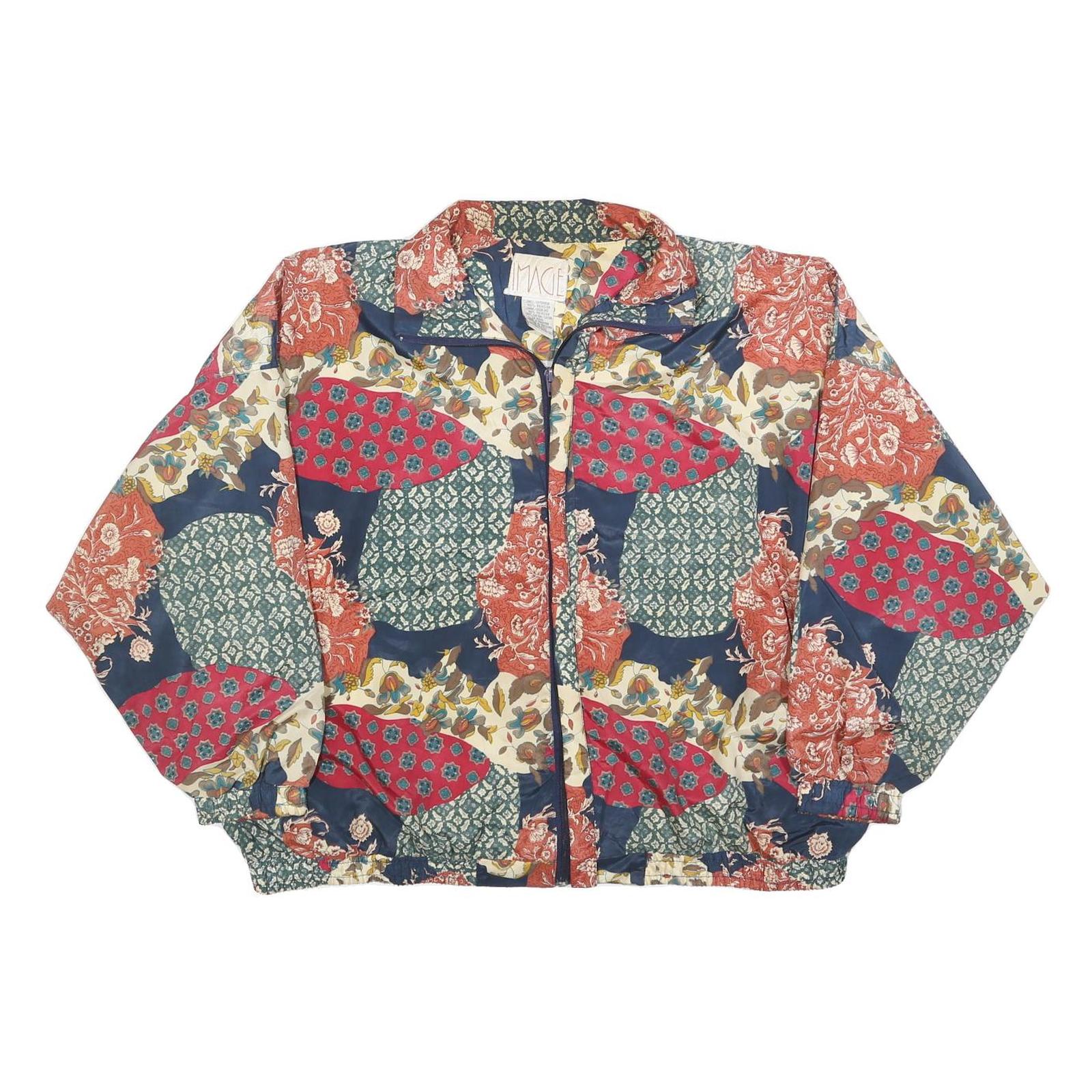 IMAGE Womens Multicoloured Patchwork Print Bomber Jacket XL Polyester Zip Refurbished - N/A refurbished available on Cerqular