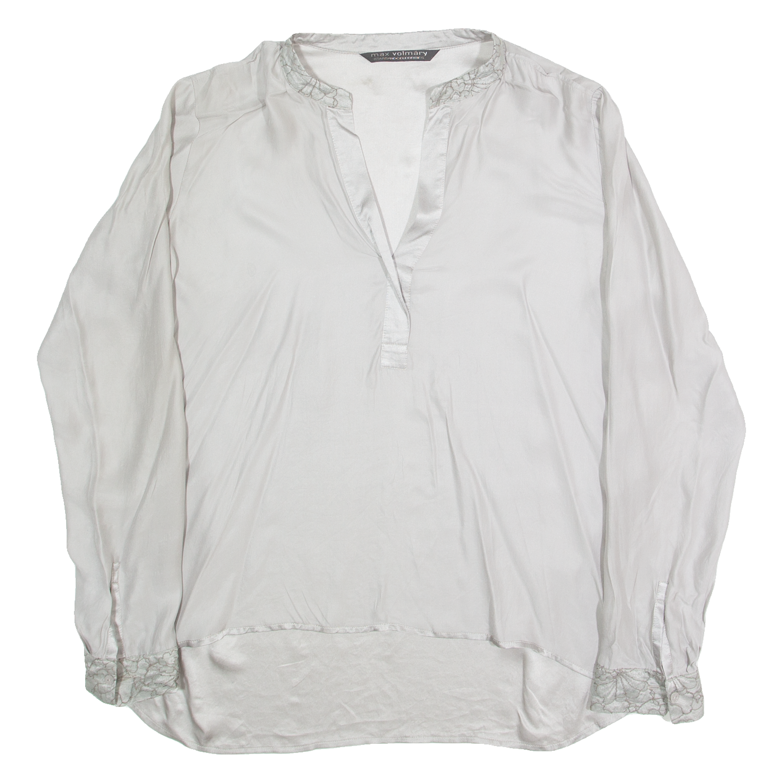 MAX VOLMARY Womens Blouse Grey V-Neck Long Sleeve 90s S Refurbished - N/A refurbished available on Cerqular