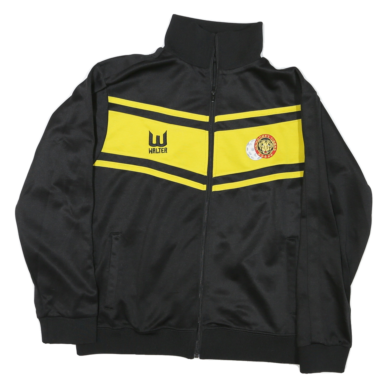Mens Black & Yellow Sporty Track Jacket M Polyester Blend Zip Up Graphic Logo Refurbished - N/A refurbished available on Cerqular