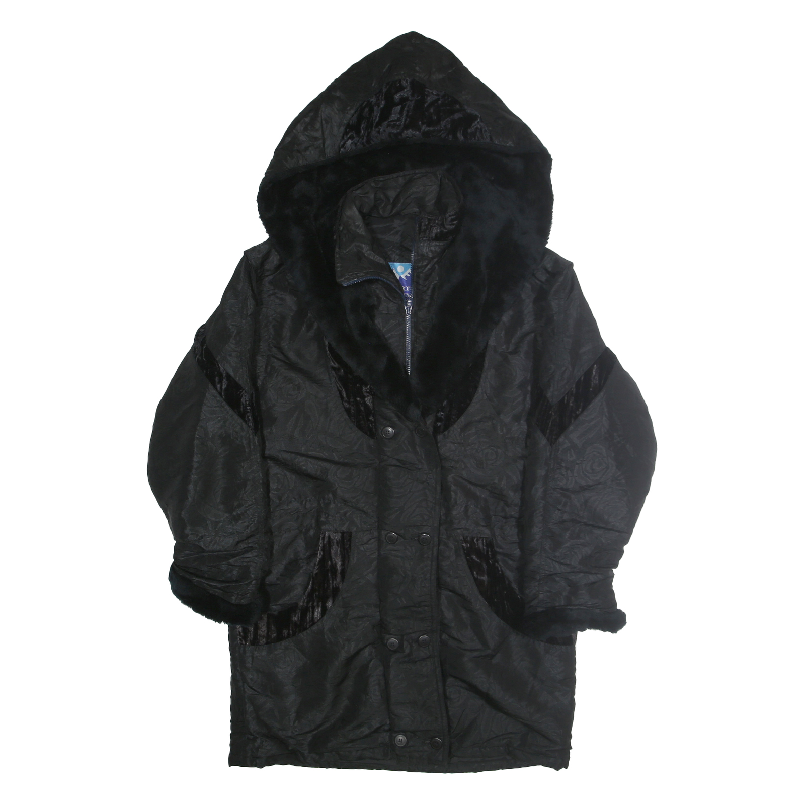 NORTHERN CLIMATE Womens Black Hooded Zip Jacket S Polyester Blend Plain Velvet Refurbished - N/A refurbished available on Cerqular