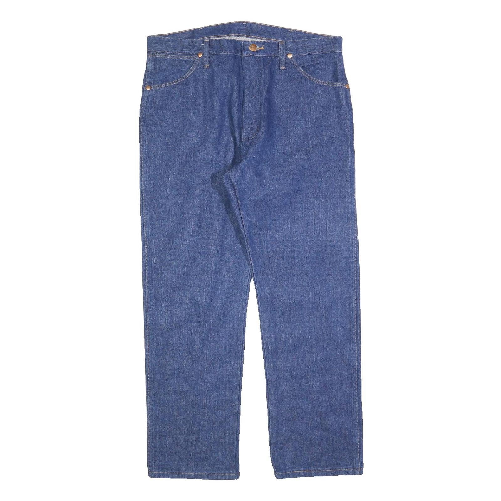 WRANGLER Mens Regular Fit Straight Leg Denim Blue Cotton Blend Jeans W36 L30 Zip Refurbished - N/A refurbished available on Cerqular