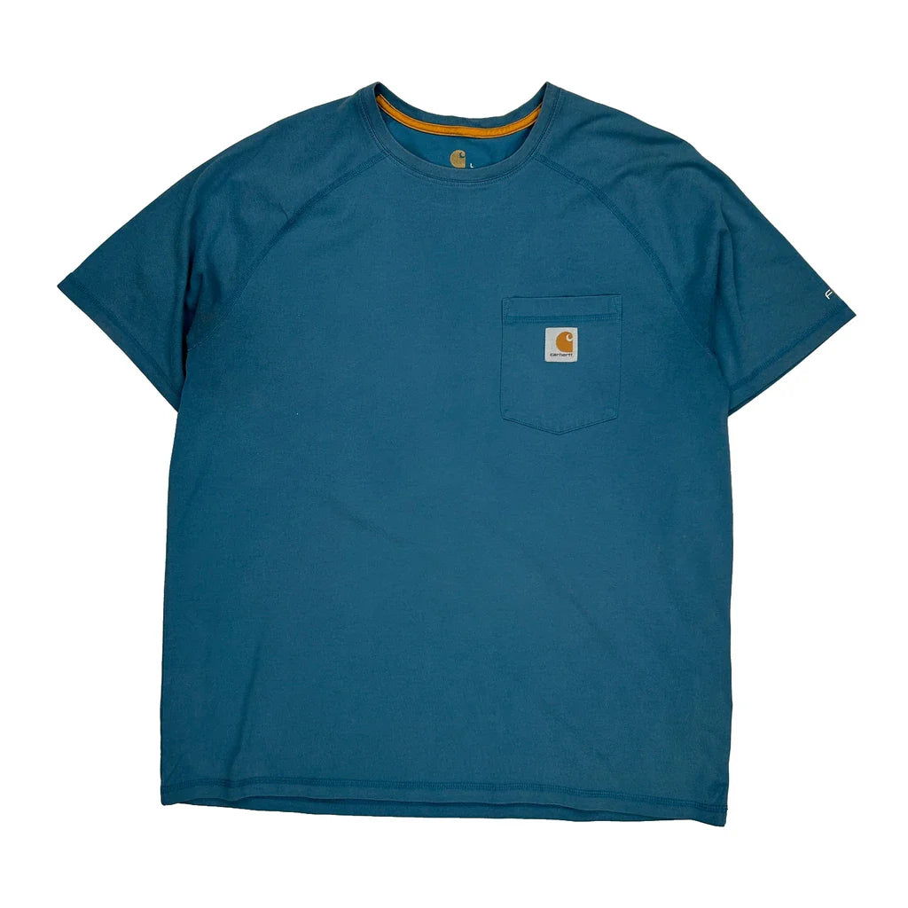 Carhartt T-Shirt - Large Blue Cotton Refurbished - Thrifted (note: this is a term often used to describe second- refurbished available on Cerqular