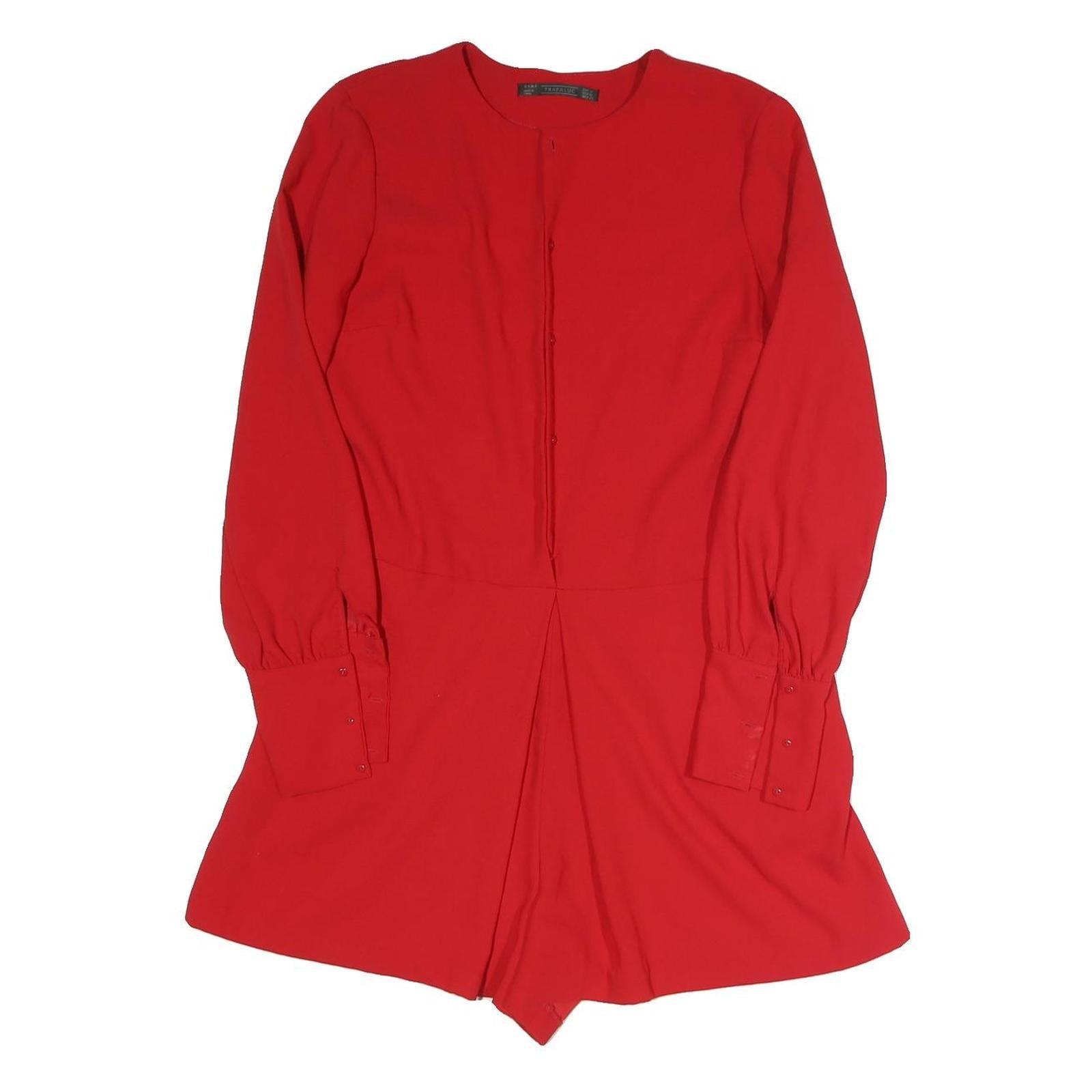 ZARA Womens Red Playsuit Polyester Blend Long Sleeve M Stylish Lightweight Refurbished - N/A refurbished available on Cerqular