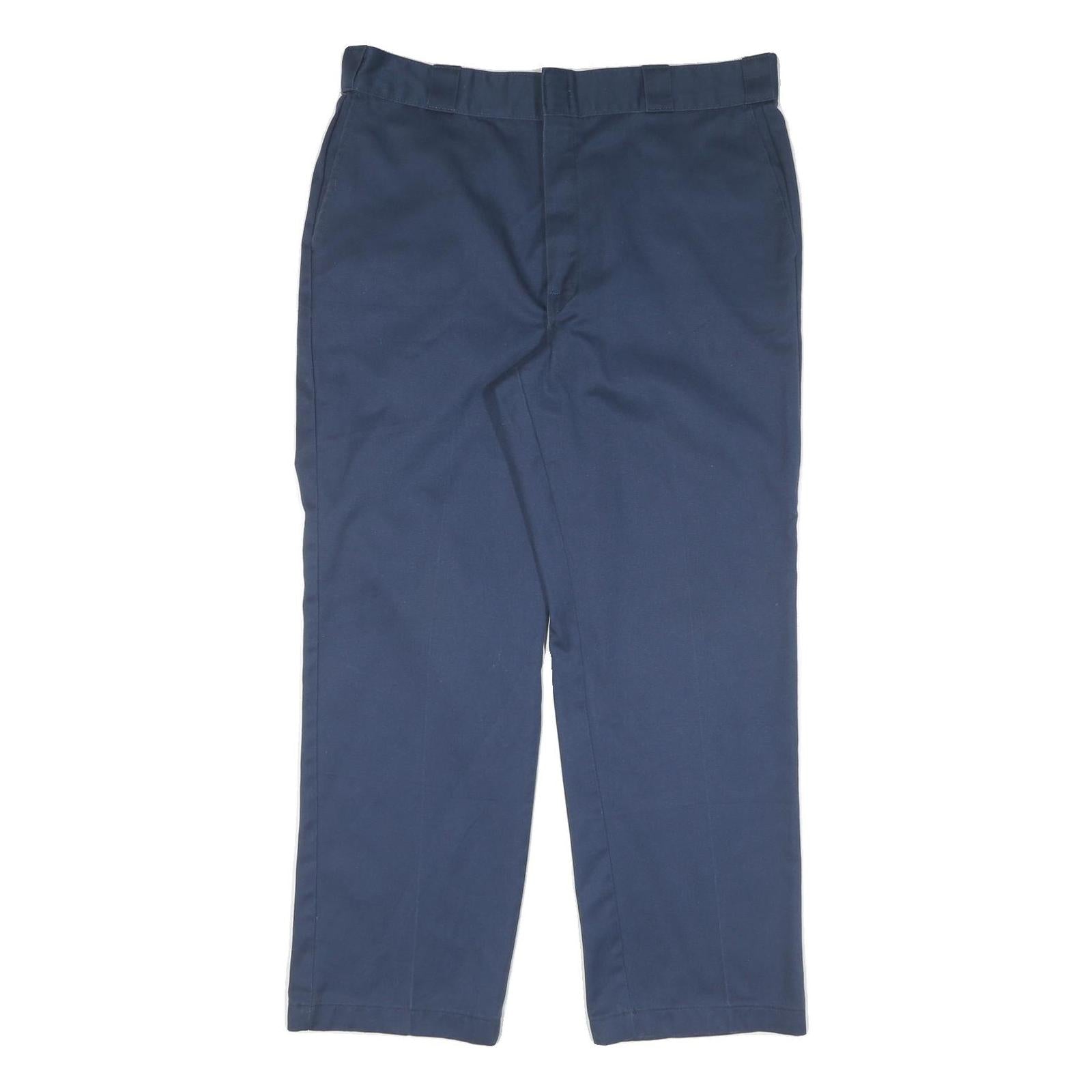 DICKIES Mens Cotton Navy Regular Fit Straight Leg Trousers W38 L30 Workwear Refurbished - N/A refurbished available on Cerqular