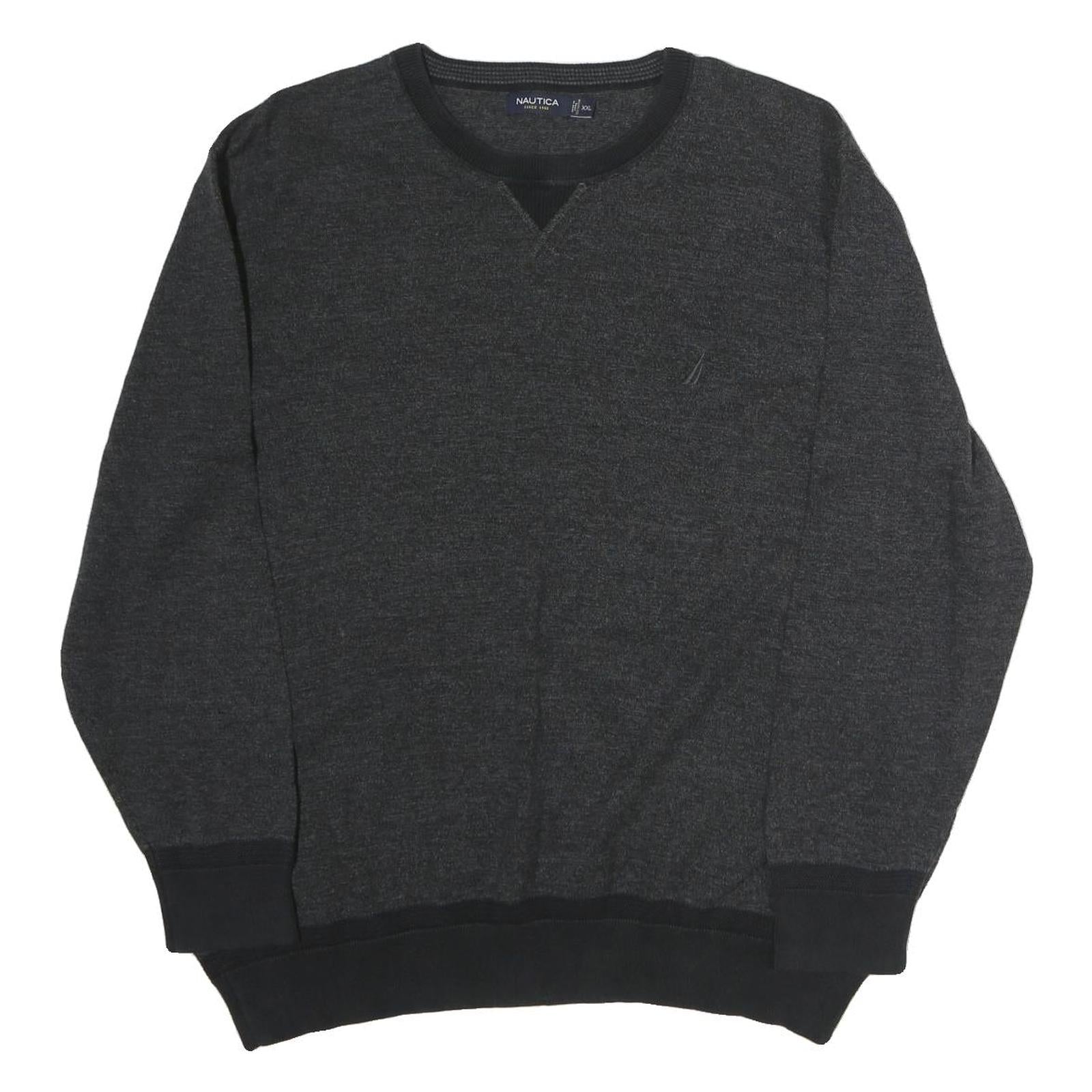 NAUTICA Mens Grey & Black Sweatshirt Crew Neck 2XL Casual Polyester Pullover Refurbished - N/A refurbished available on Cerqular