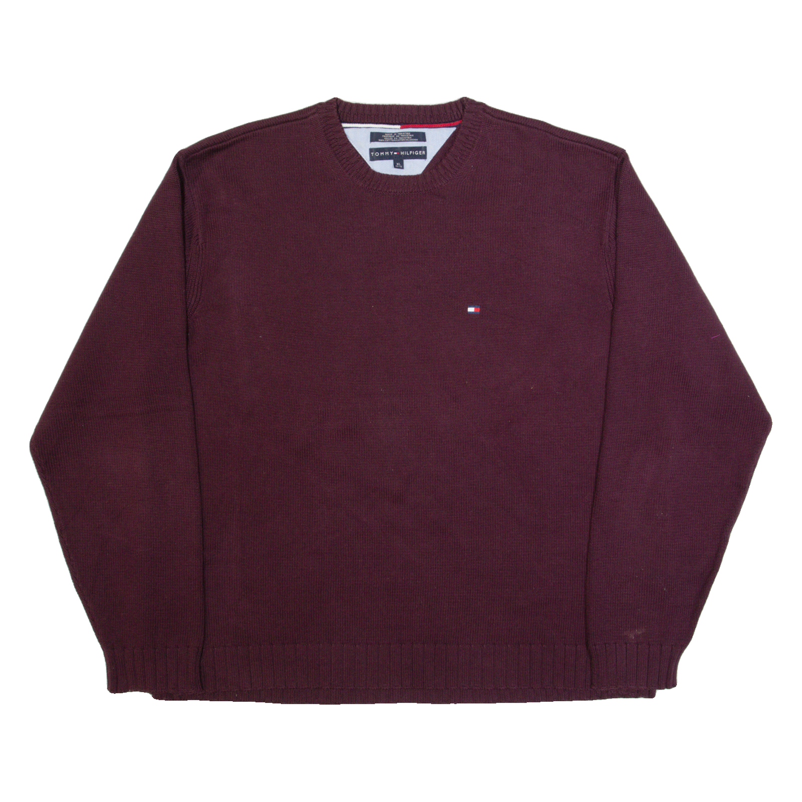 TOMMY HILFIGER Mens Jumper Maroon Tight Knit XL Refurbished - N/A refurbished available on Cerqular
