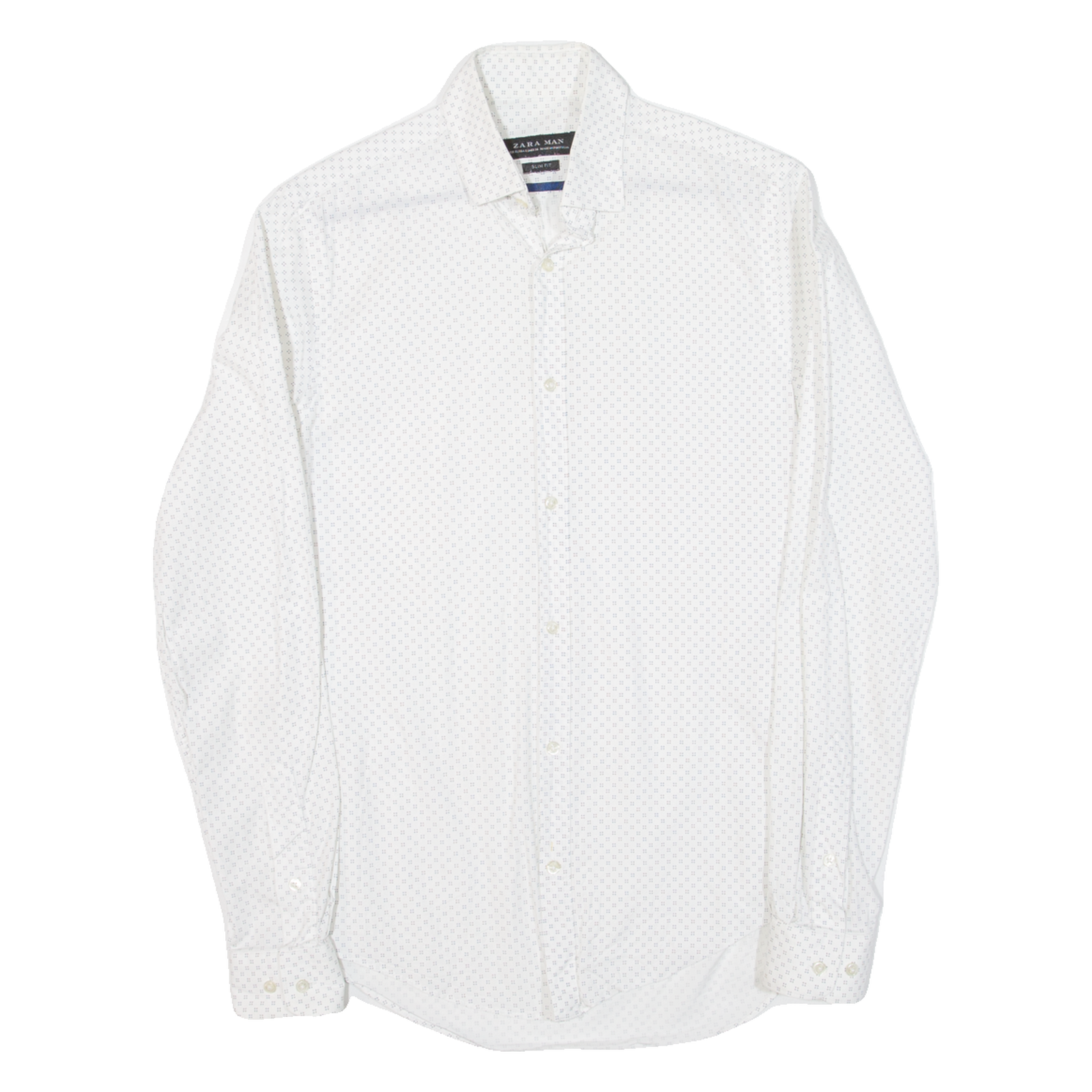 ZARA MAN Slim Fit Mens Shirt White Spotted Long Sleeve S Refurbished - N/A refurbished available on Cerqular