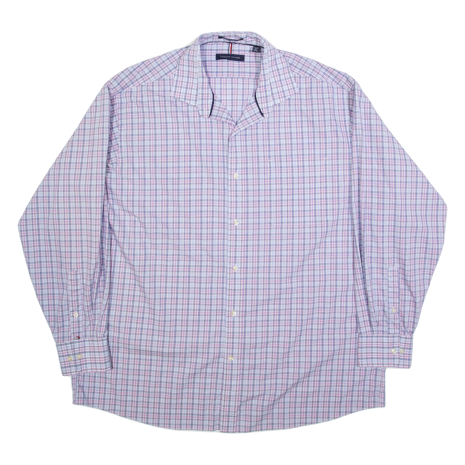 TOMMY HILFIGER Mens Shirt Blue Check Long Sleeve XL Refurbished - N/A refurbished available on Cerqular