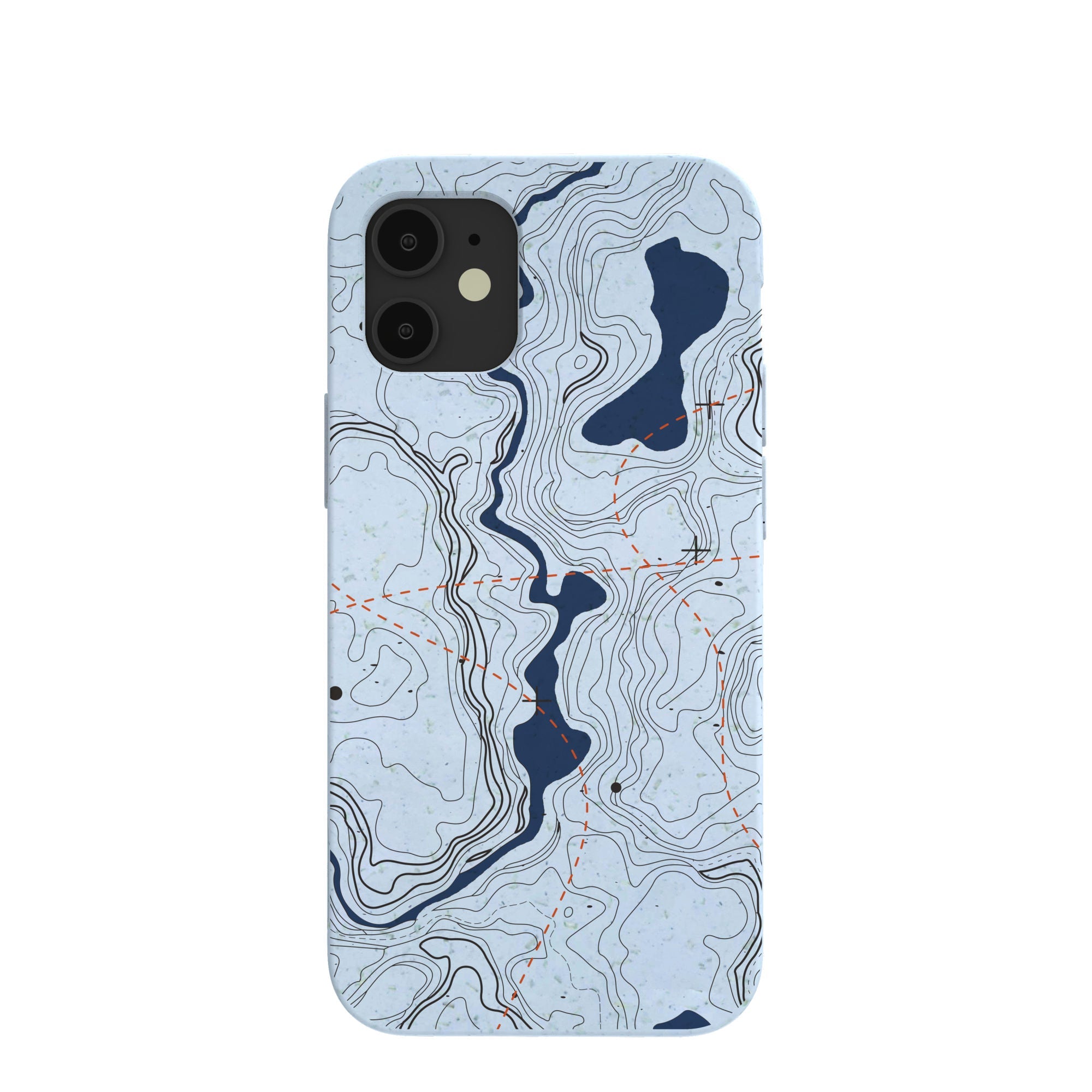 Powder Blue Contour Lines iPhone 12 Mini Case Refurbished - Pela Case refurbished available on Cerqular