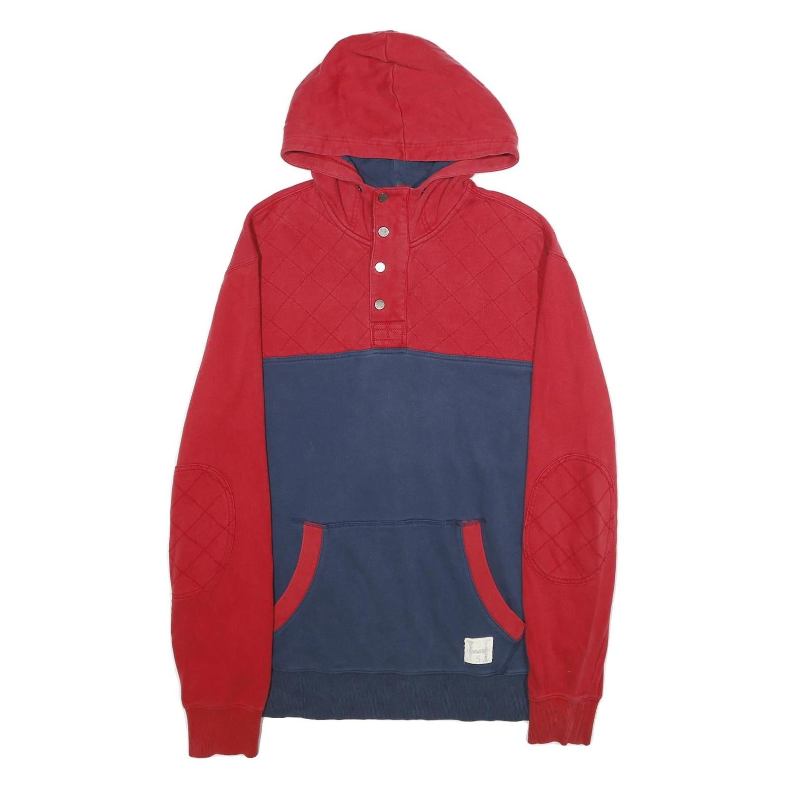 TOMMY HILFIGER Mens Red & Navy Hoodie Pullover L Quilted Design Cotton Blend Refurbished - N/A refurbished available on Cerqular