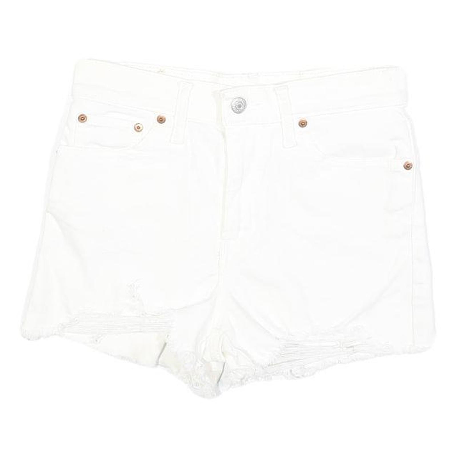 LEVI'S Womens White Denim Casual Shorts XS W26 Distressed Hem Summer Style Refurbished - N/A refurbished available on Cerqular