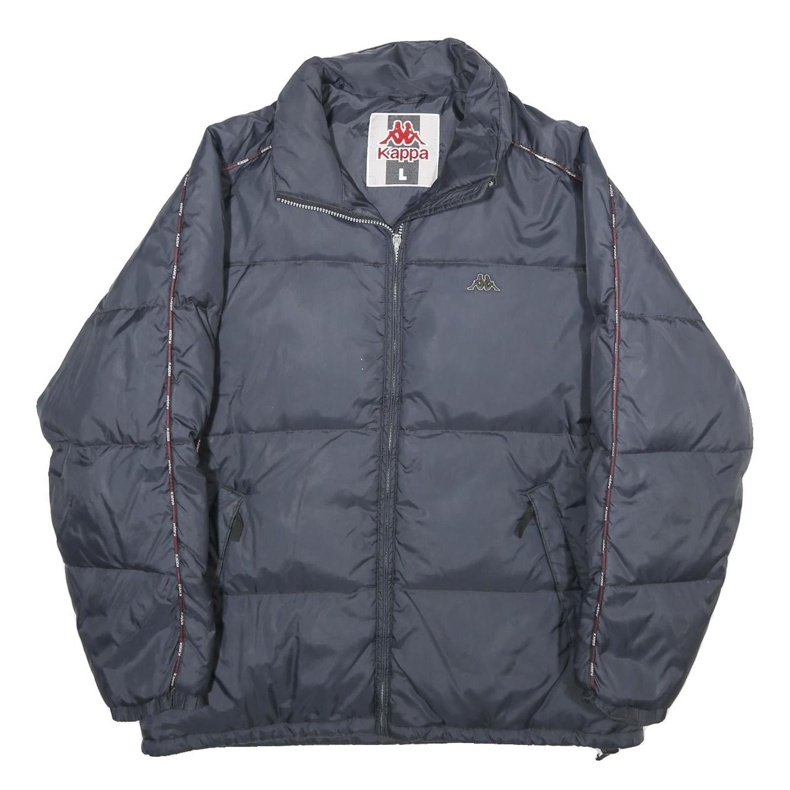 KAPPA Mens Navy Blue Jacket L Zip Puffer Lightweight Logo Tape Sport Casual Refurbished - N/A refurbished available on Cerqular