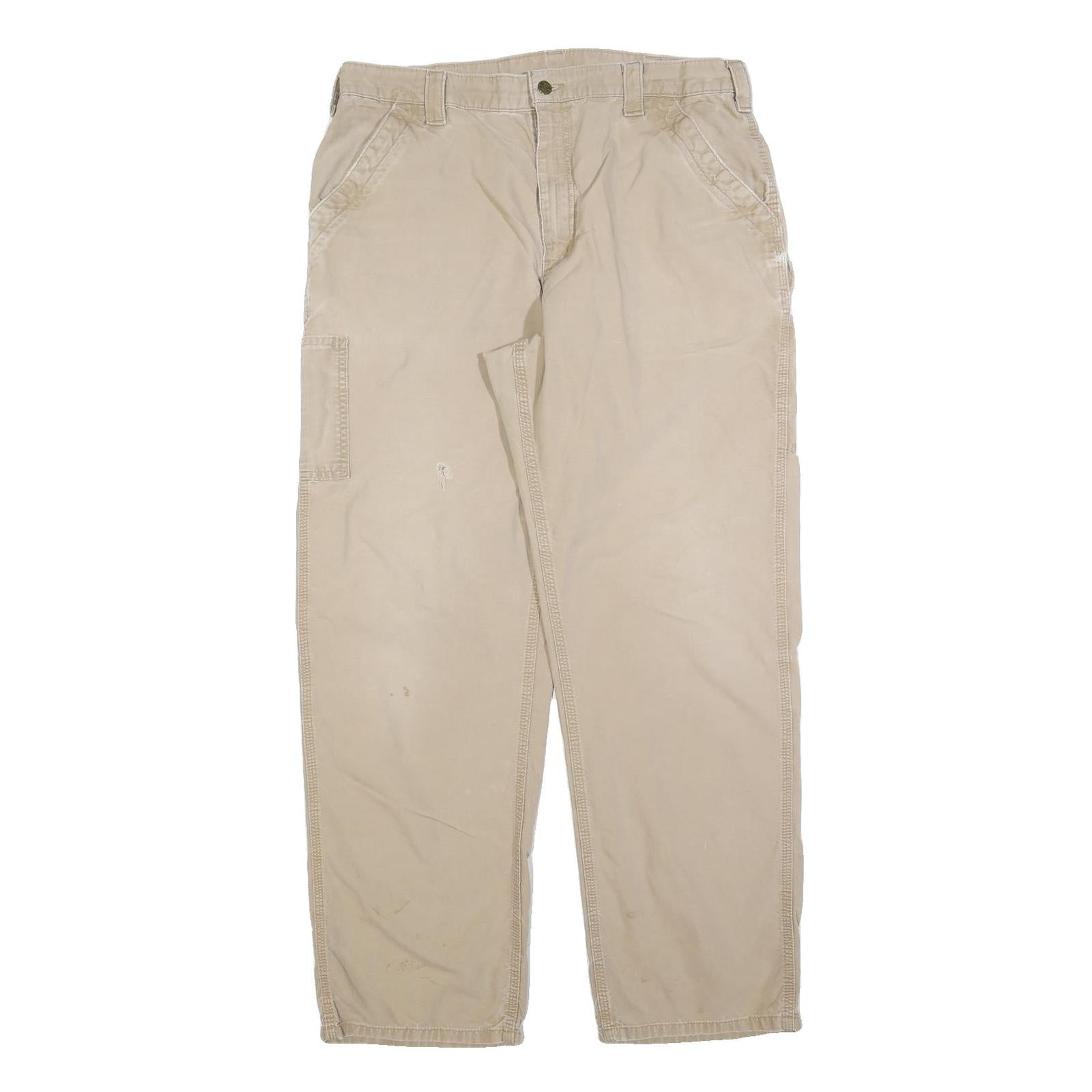 CARHARTT Mens Cotton Blend Beige Loose Straight Trousers W38 L34 Workwear Casual Refurbished - N/A refurbished available on Cerqular
