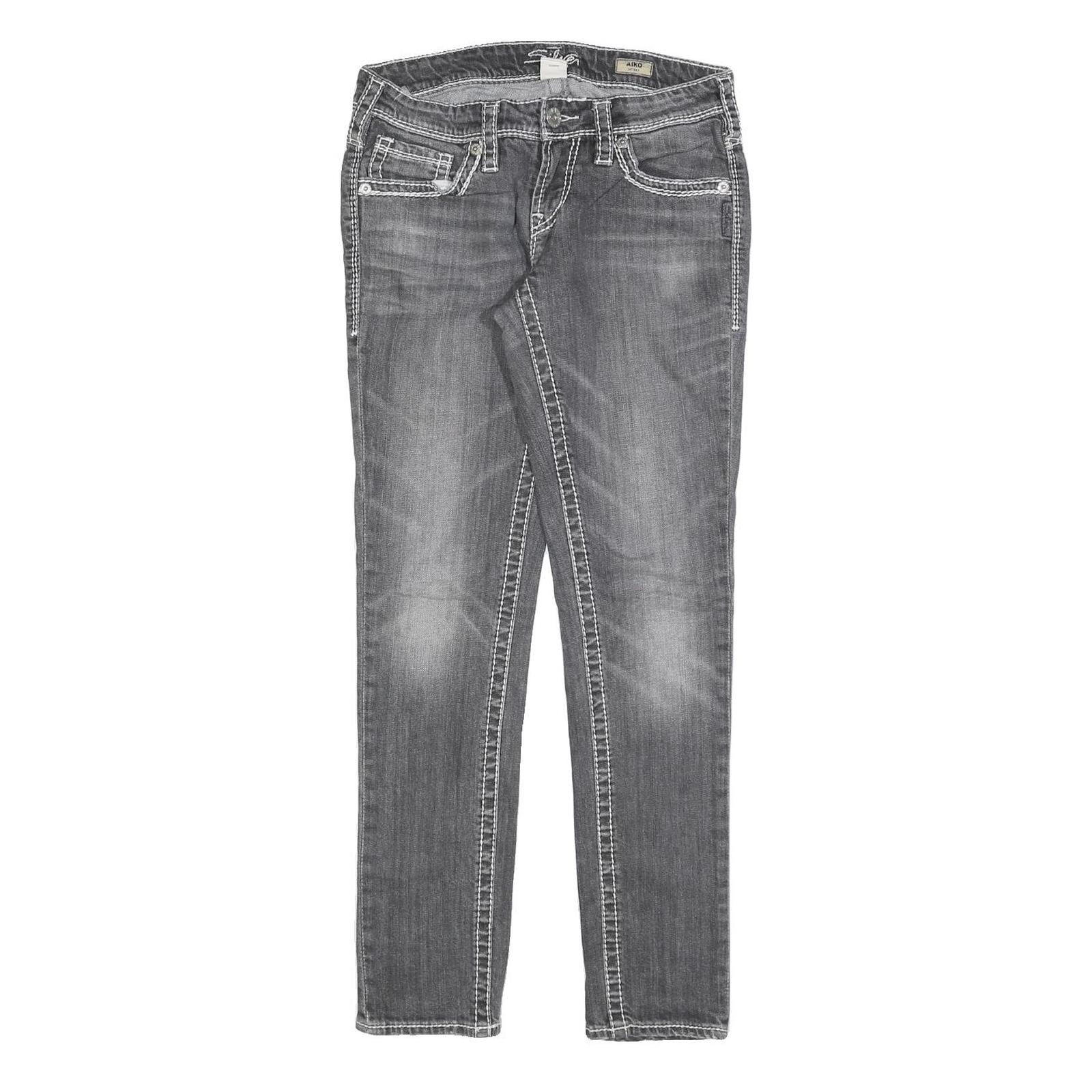 Buy SILVER Womens Slim Grey Denim Slim Jeans W28 L30 Stylish Stitching Zip Closure Refurbished - $23.39 SILVER Womens Slim Grey Denim Slim Jeans W28 L30 Stylish Stitching Zip Closure Refurbished - N/A refurbished available on Cerqular