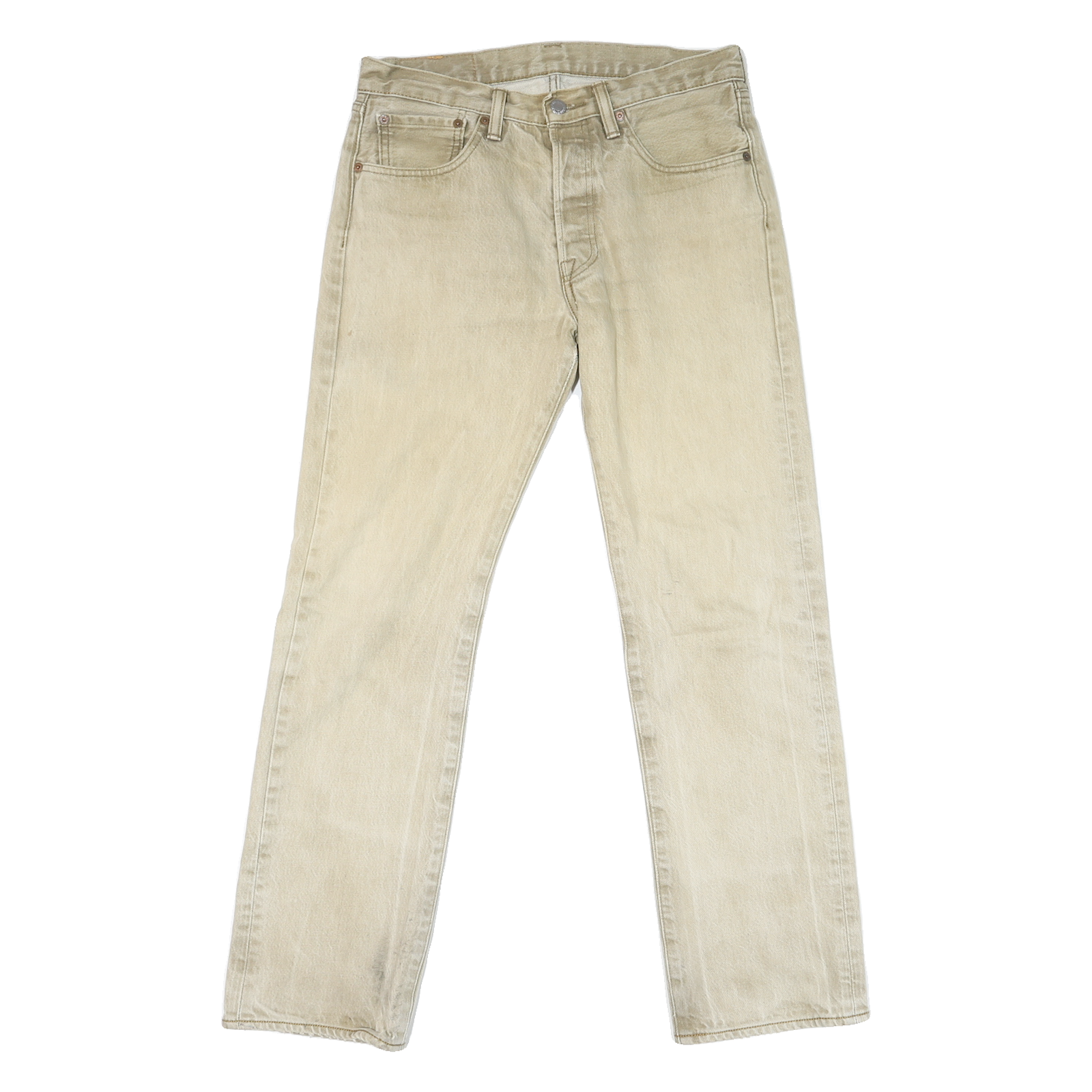 LEVI'S 501 Mens Jeans Beige Relaxed Straight Denim Light W32 L29 Button Closure Refurbished - N/A refurbished available on Cerqular