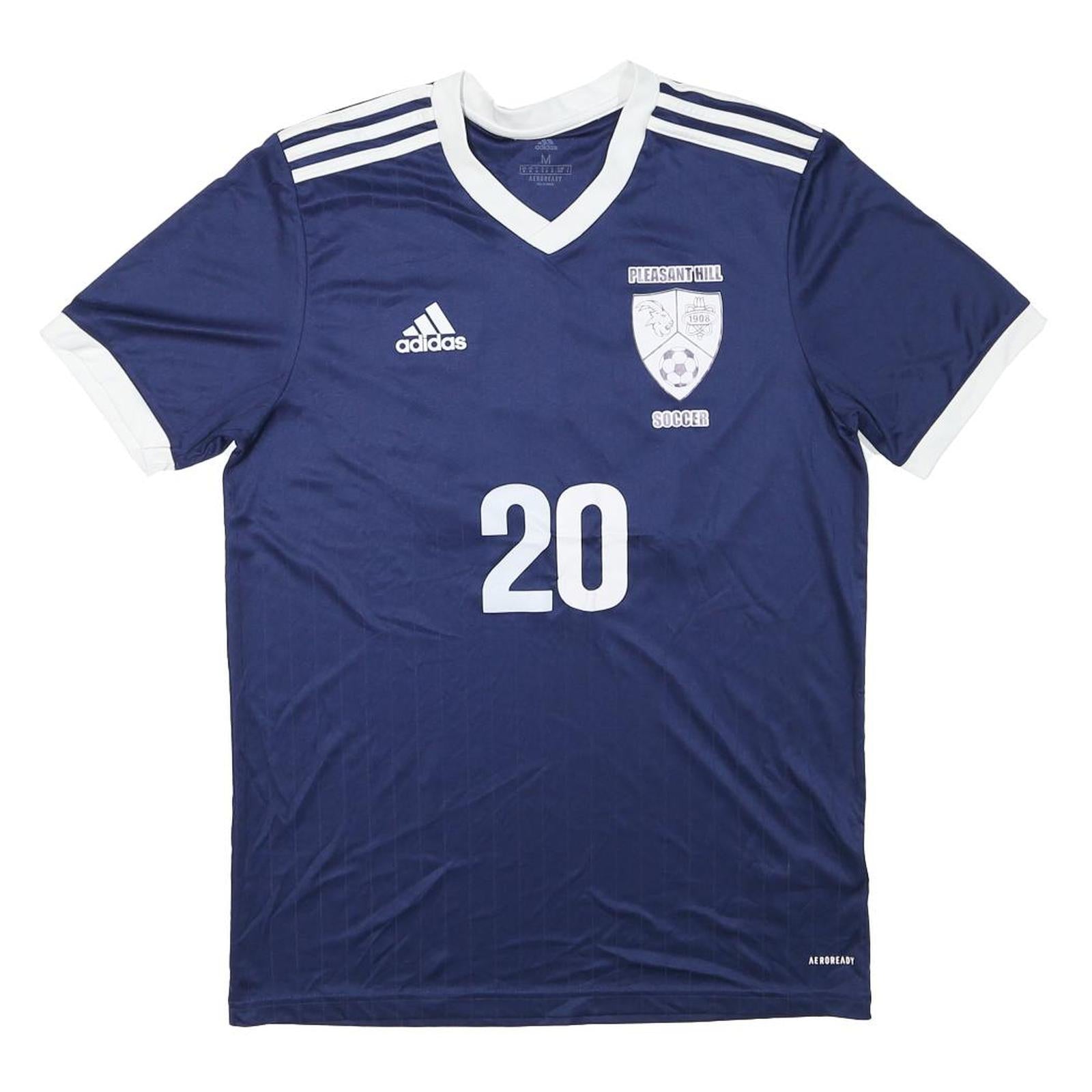 ADIDAS Mens Blue & White Soccer Jersey M Short Sleeve V-Neck Athletic Refurbished - N/A refurbished available on Cerqular