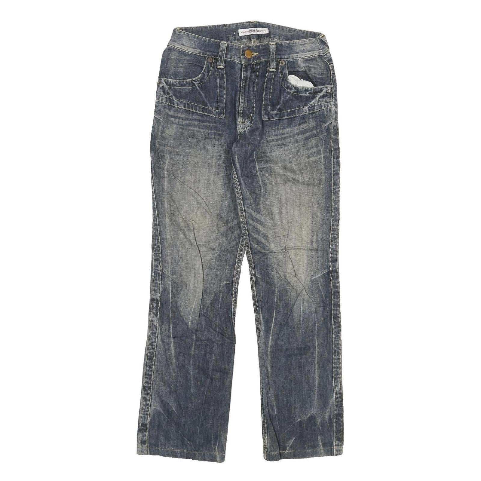 Buy HANJA Womens Regular Fit Blue Denim Medium Wash Jeans W28 L30 Embroidered Patch Refurbished - $32.49 HANJA Womens Regular Fit Blue Denim Medium Wash Jeans W28 L30 Embroidered Patch Refurbished - N/A refurbished available on Cerqular