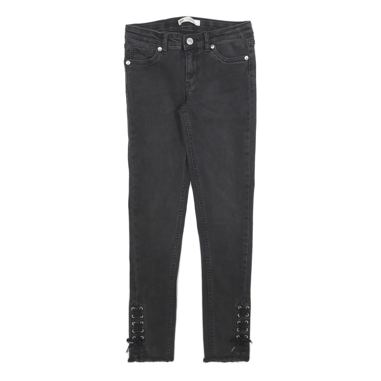 LEVI'S 710 Womens Slim Black Denim Raw Hem Skinny Cotton Blend W24 L25 Lace-Up Refurbished - N/A refurbished available on Cerqular
