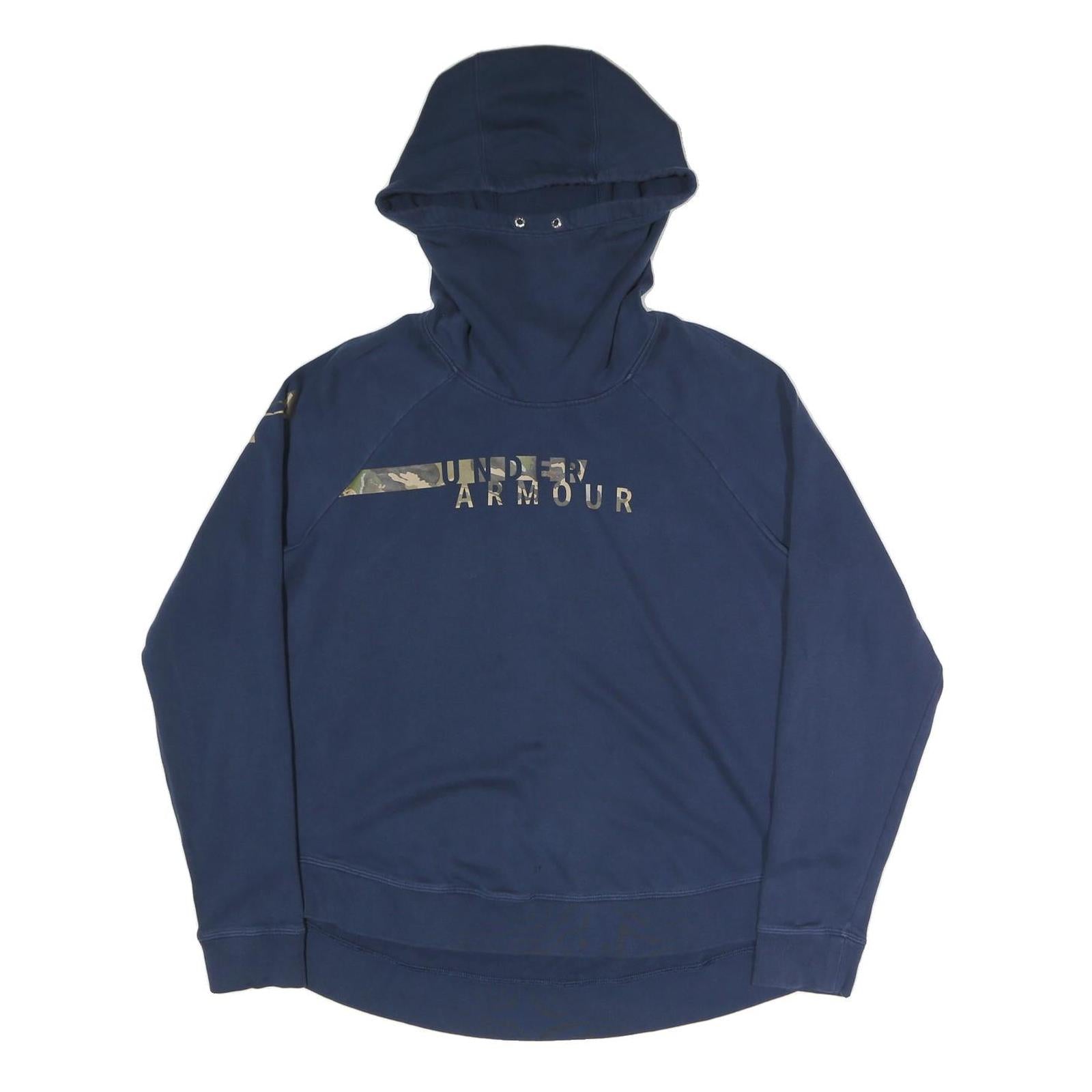UNDER ARMOUR Womens Navy Blue Cotton Blend Hoodie XL Camo Logo Pullover Refurbished - N/A refurbished available on Cerqular
