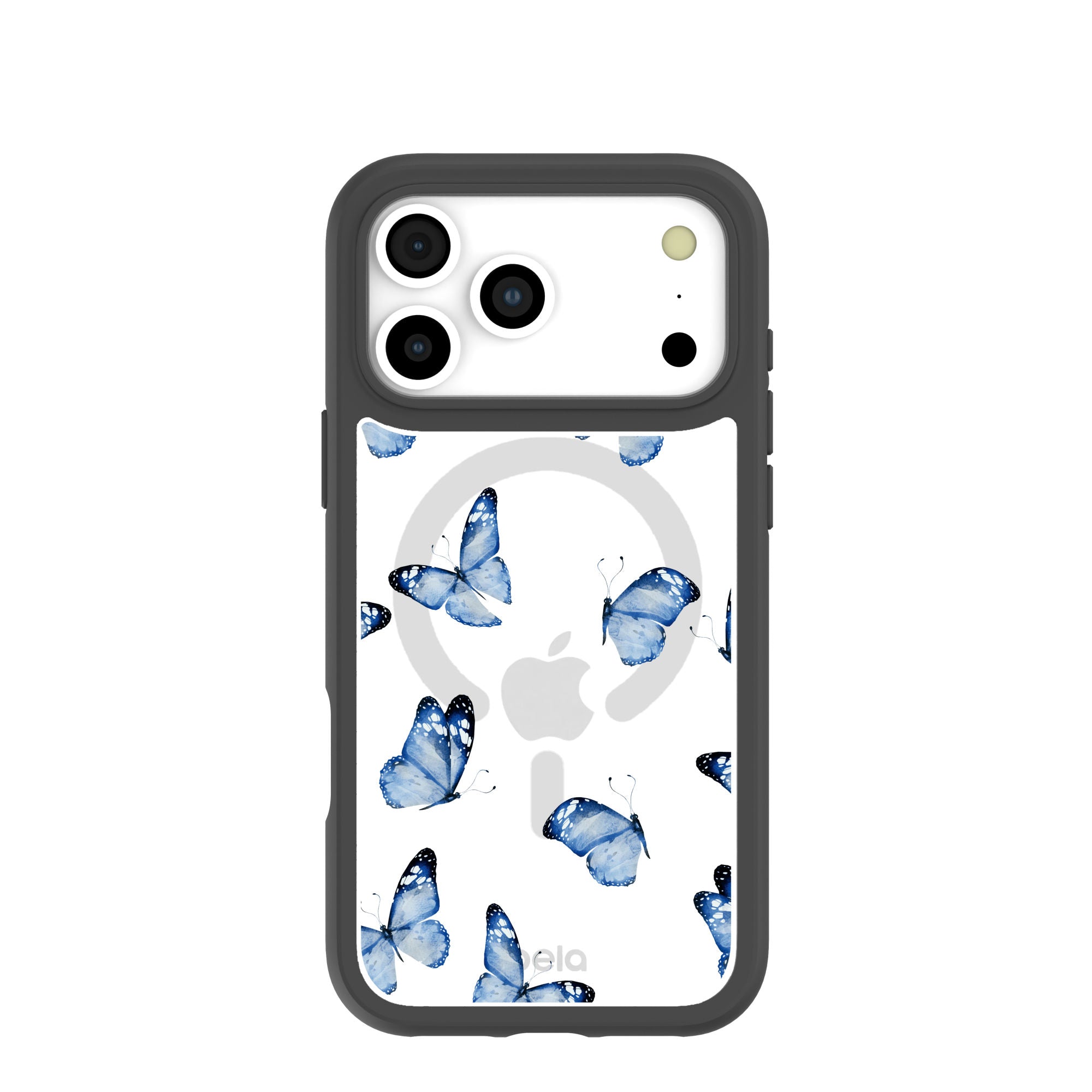 Clear Blue Butterflies iPhone 17 Pro Max Case With Noir Ridge (MagSafe included) Refurbished - Pela Case refurbished available on Cerqular