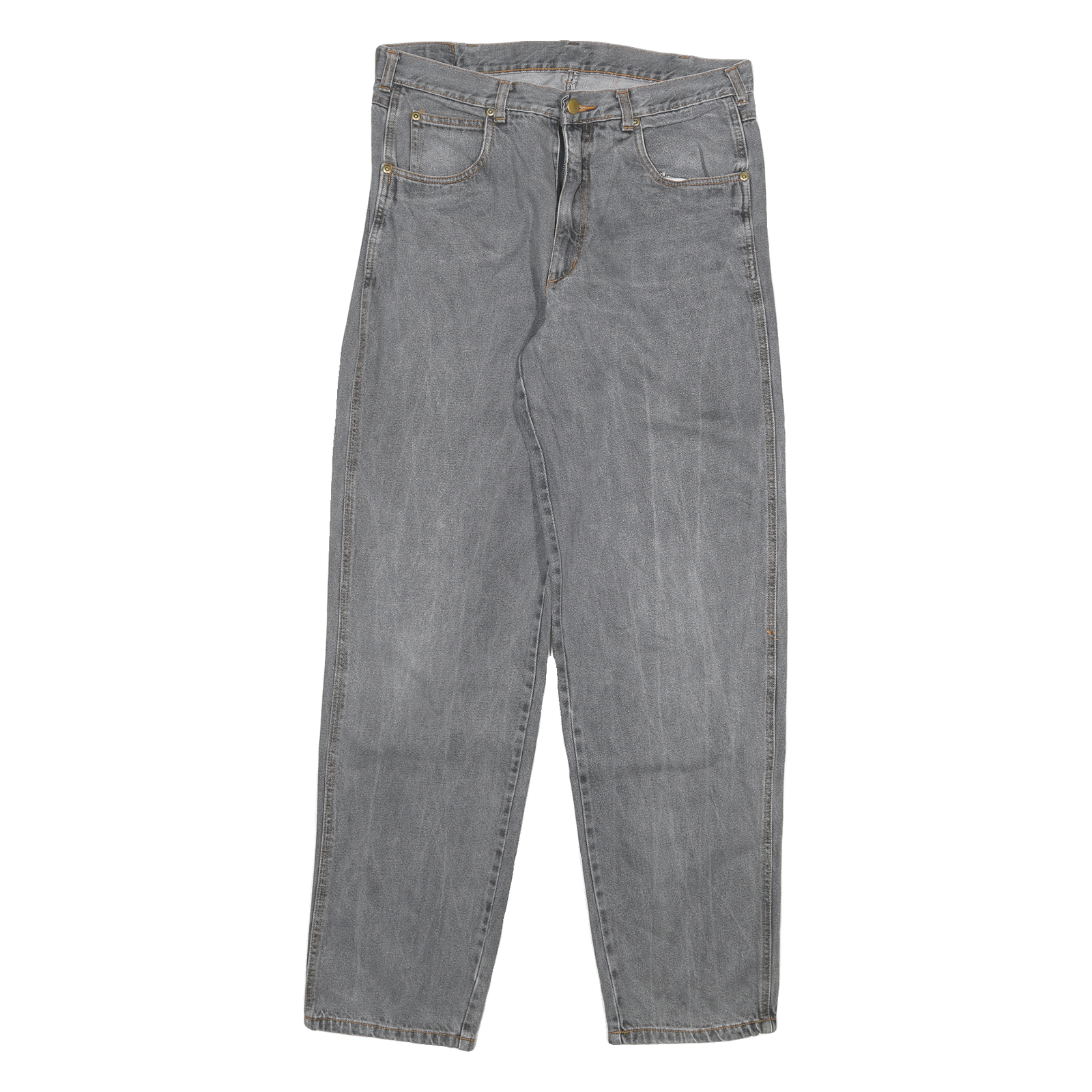 ACKERMAN Mens Jeans Grey Regular Straight Denim Medium W32 L32 Zip Closure Refurbished - N/A refurbished available on Cerqular