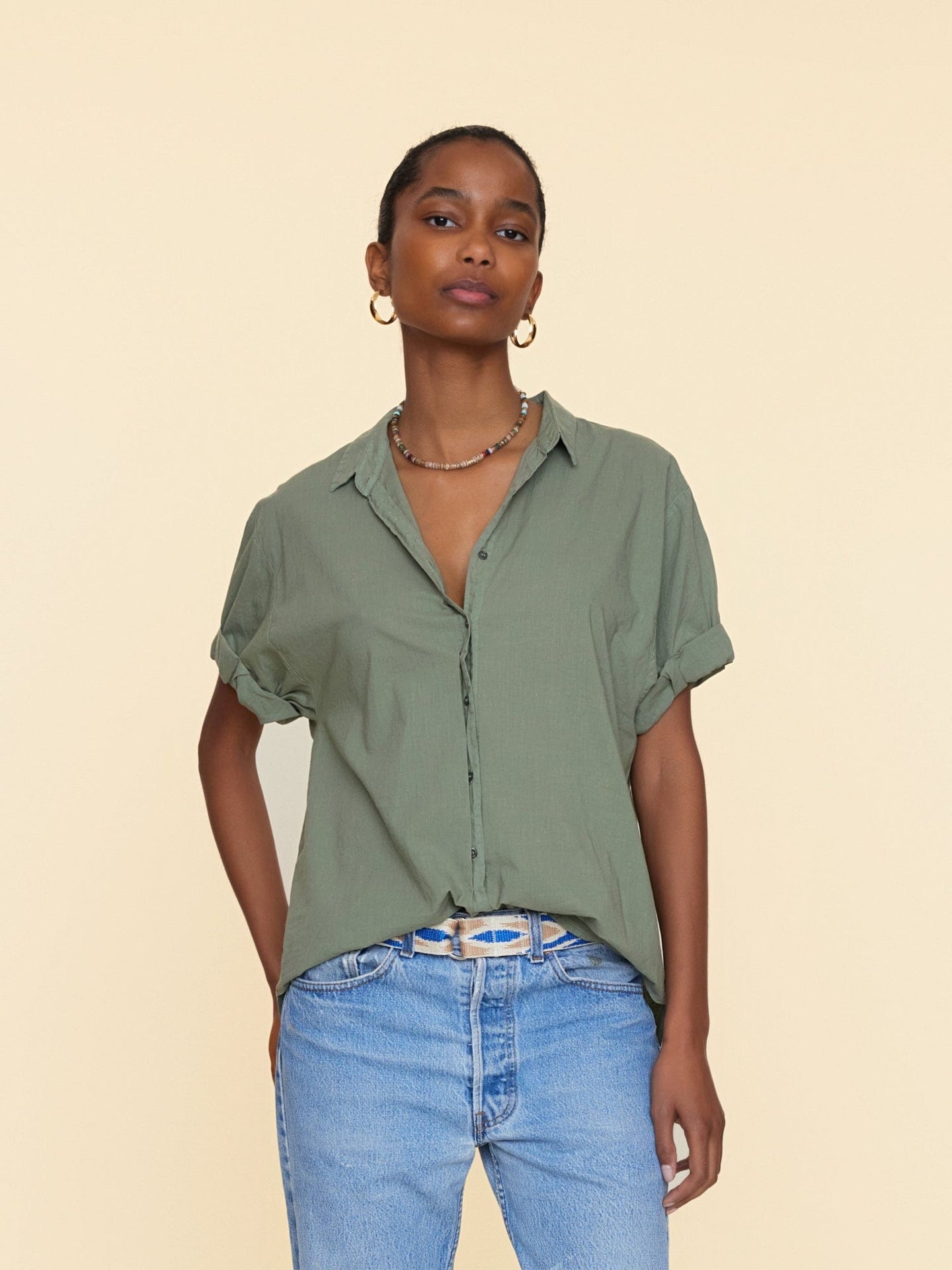 Shirt Channing Shirt Mossy | Color: MOSSY | Size: XS Refurbished - Rue Madame is a known brand, and the standardized name is " refurbished available on Cerqular