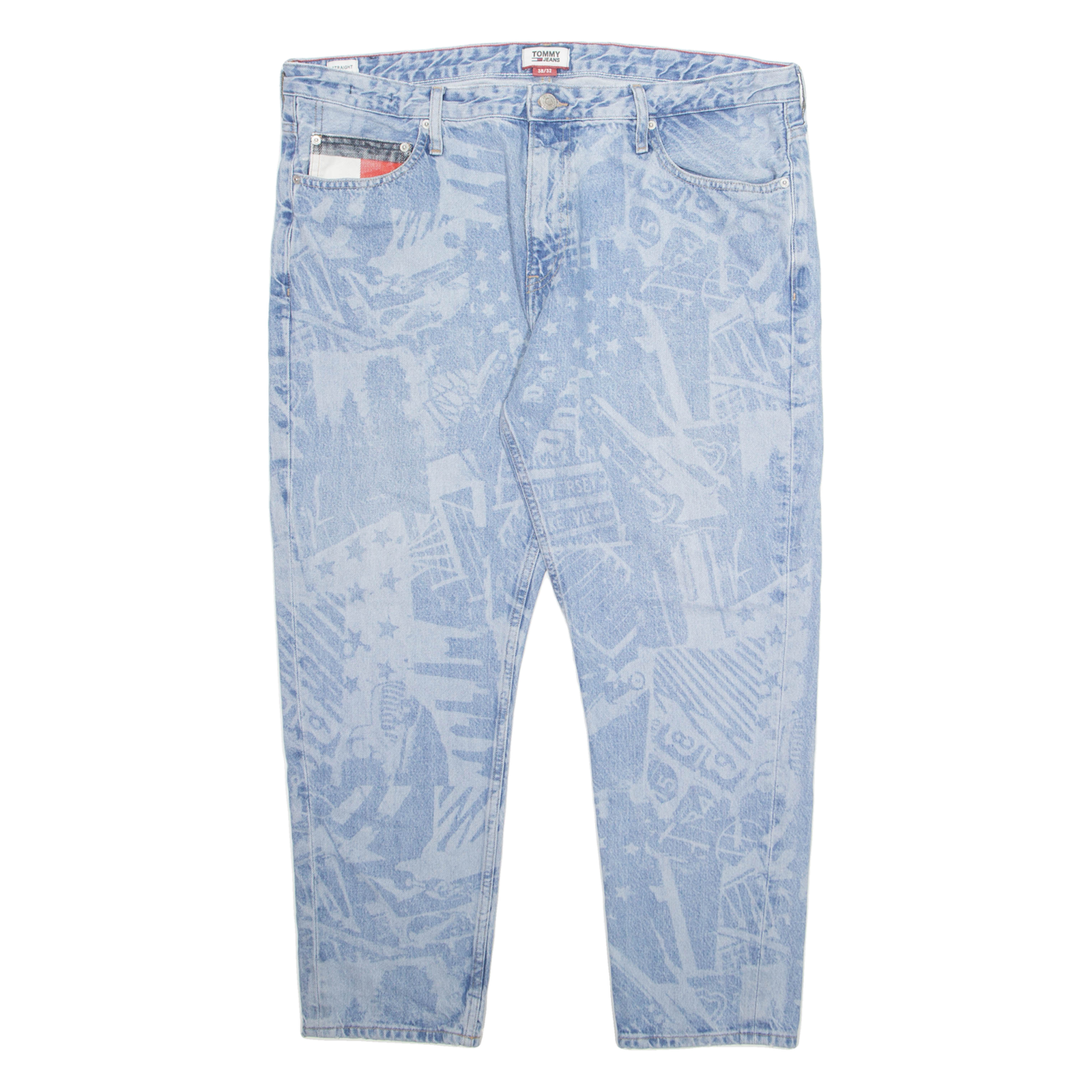TOMMY HILFIGER Womens Jeans Blue Regular Straight Stone Wash W38 L27 Refurbished - N/A refurbished available on Cerqular