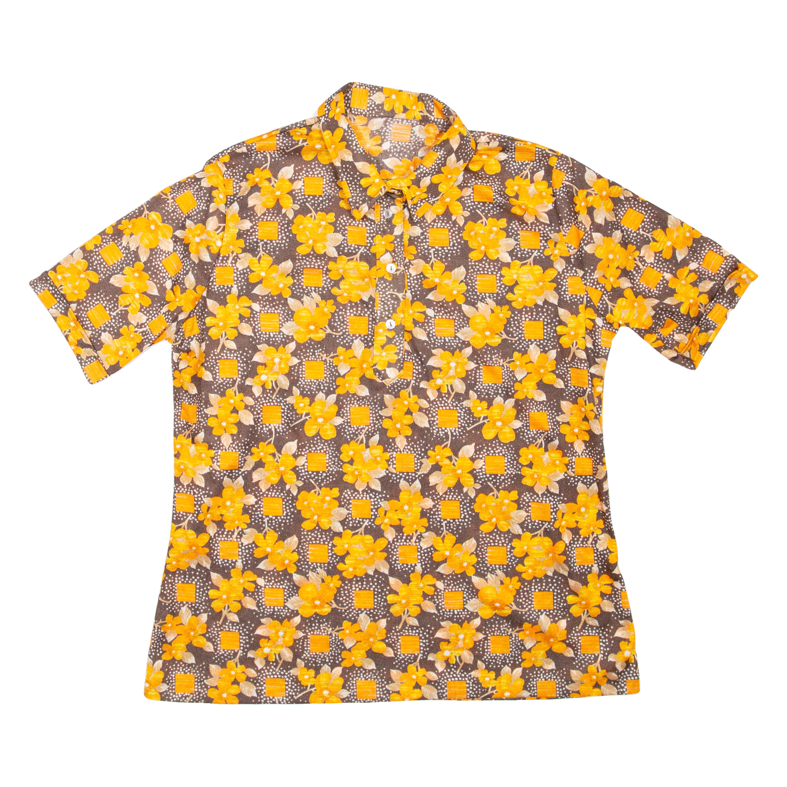 Womens Printed Shirt Orange Collared Floral M Refurbished - N/A refurbished available on Cerqular