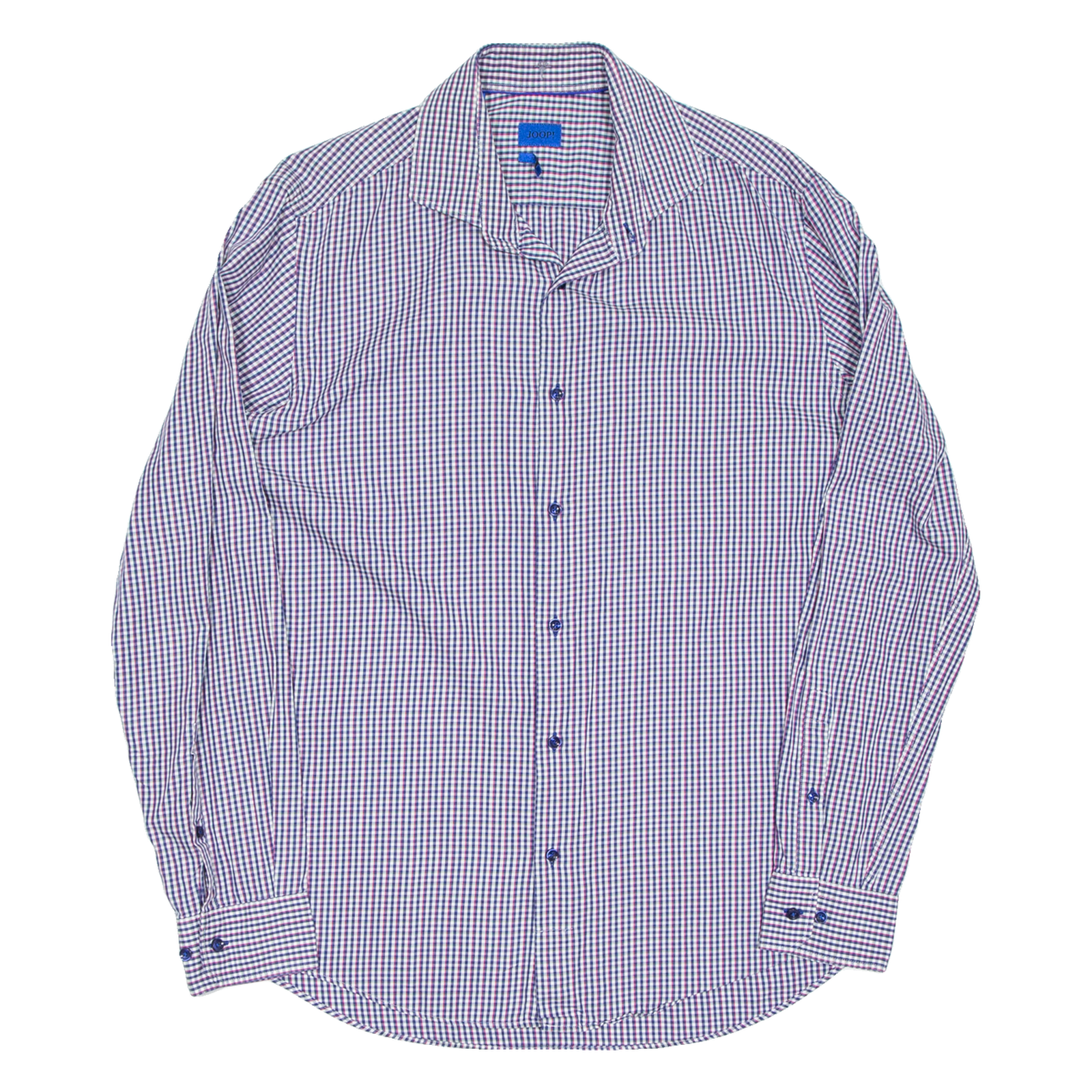 JOOP Slim Fit Mens Shirt Blue Check Long Sleeve M Refurbished - N/A refurbished available on Cerqular
