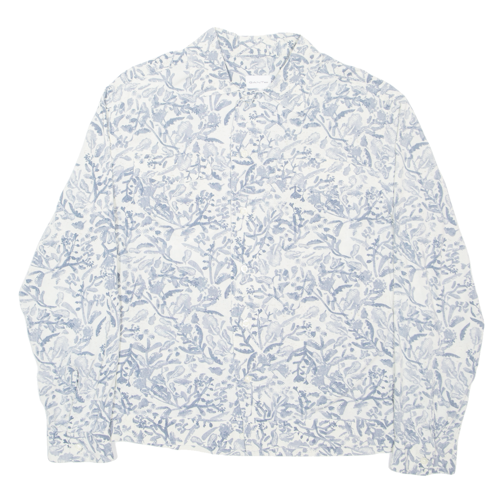 GANT Mens Hawaiian Shirt Grey Floral Long Sleeve M Refurbished - N/A refurbished available on Cerqular