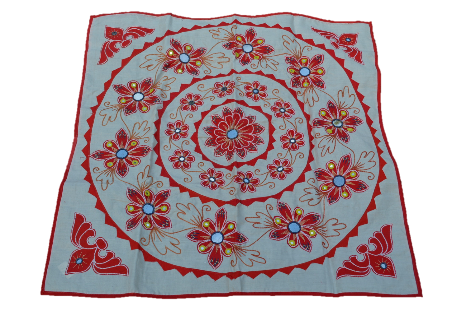 Mandala Upcycled Wall Hanging Home Decor Boho Tapestry | Color: White & Red Refurbished - N/A refurbished available on Cerqular