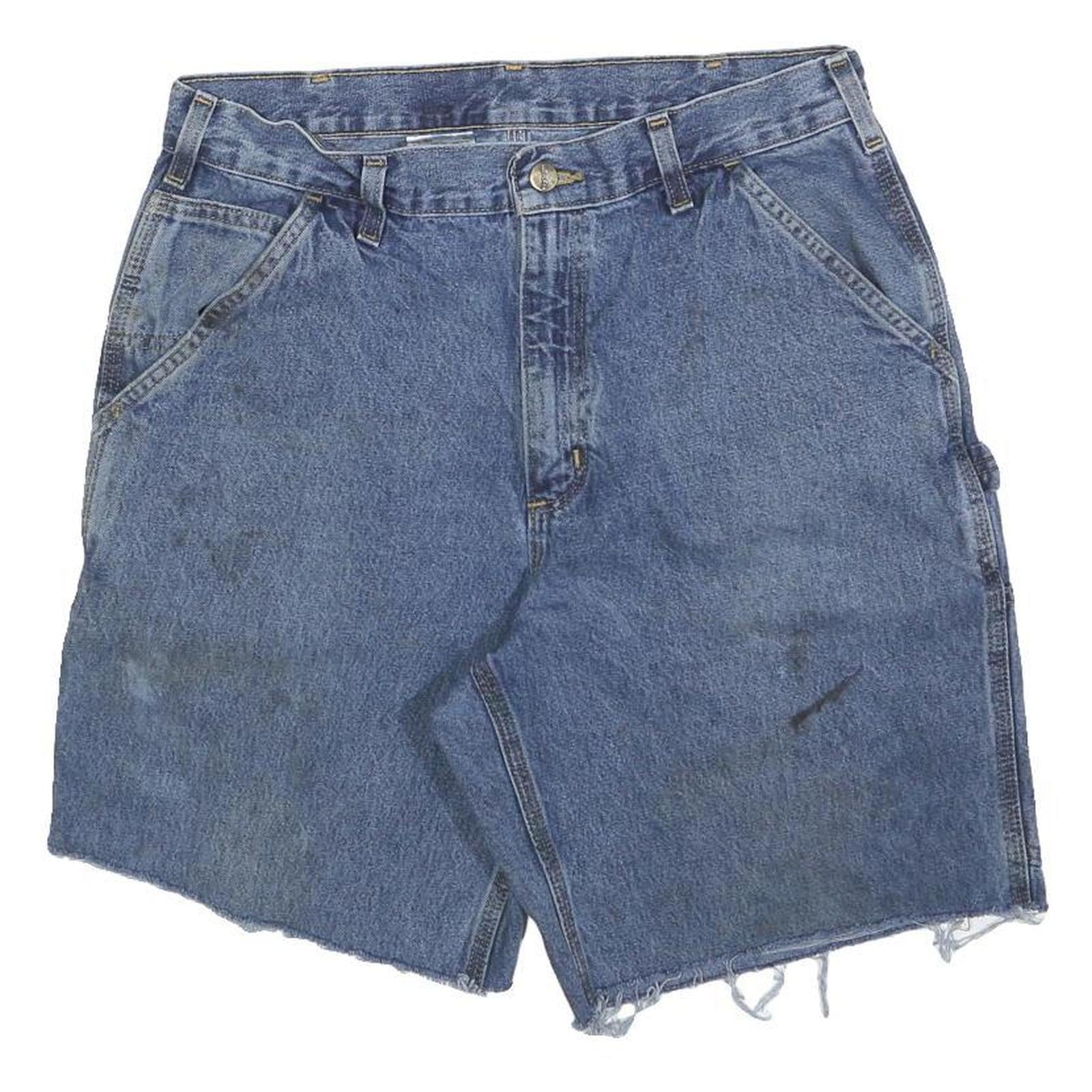 CARHARTT Womens Denim Blue Casual Cut-Off Shorts M W33 Distressed Refurbished - N/A refurbished available on Cerqular