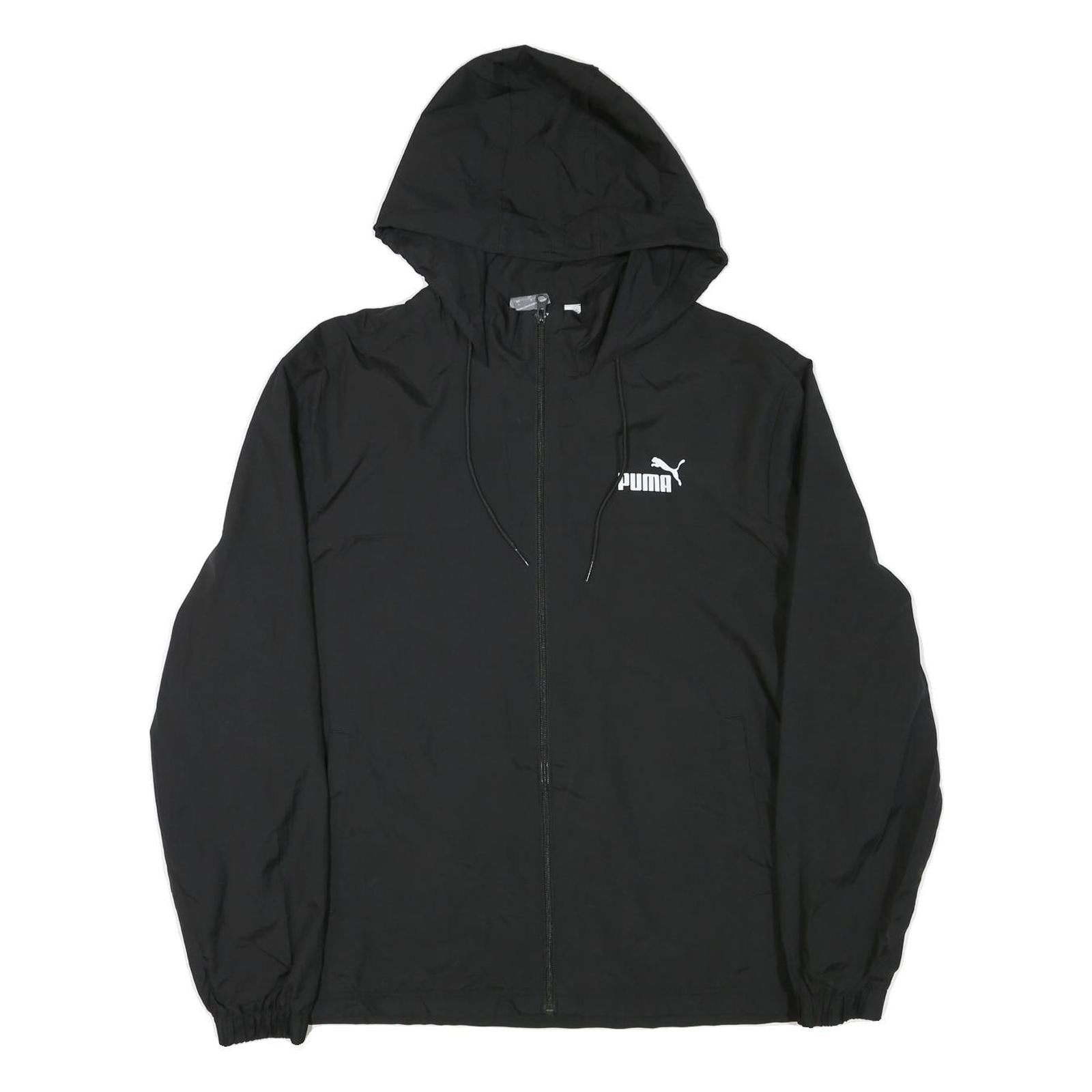 PUMA Mens Black Zip Hooded Jacket L Polyester Blend Plain Lightweight Sportswear Refurbished - N/A refurbished available on Cerqular