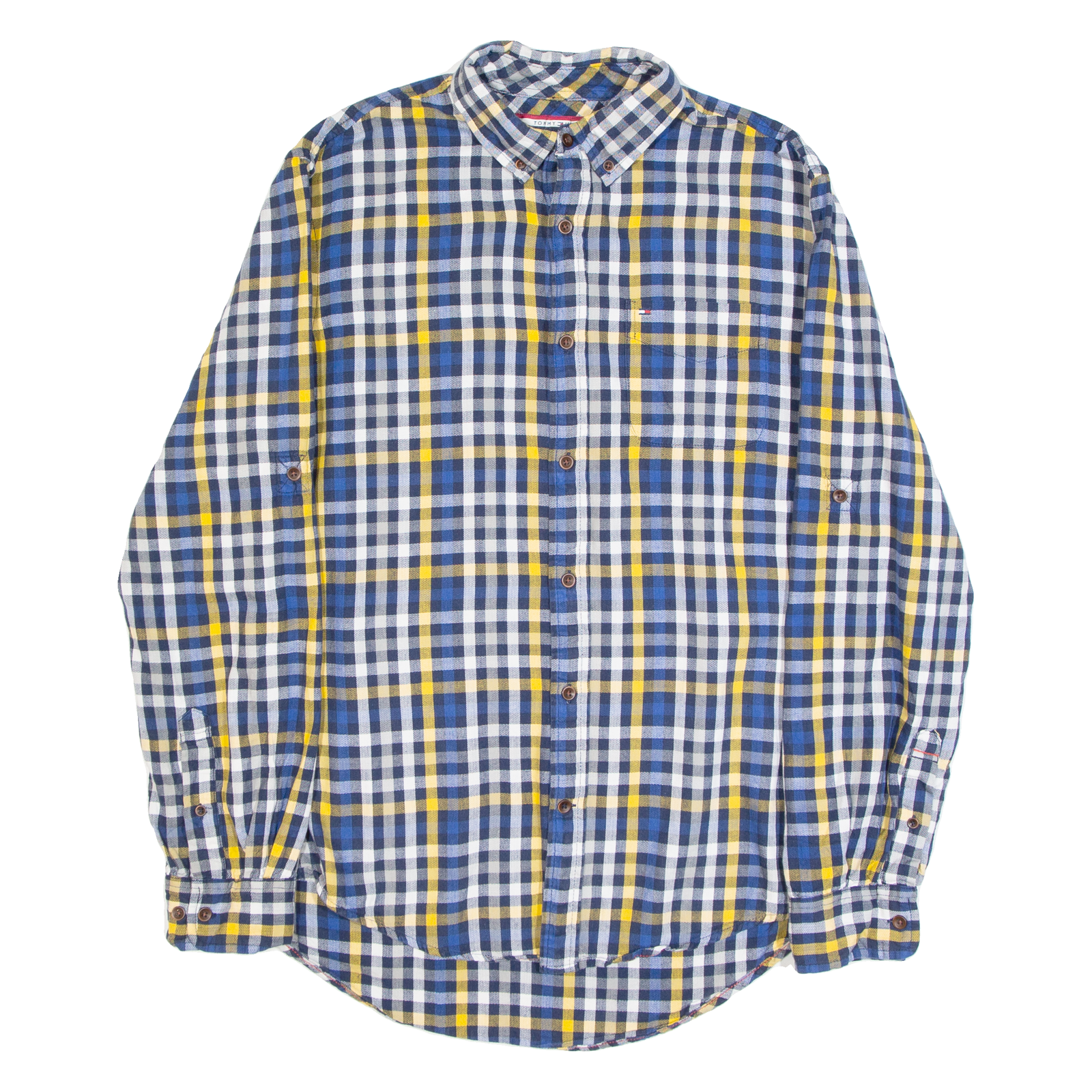 TOMMY HILFIGER Mens Shirt Blue Check Long Sleeve M Refurbished - N/A refurbished available on Cerqular