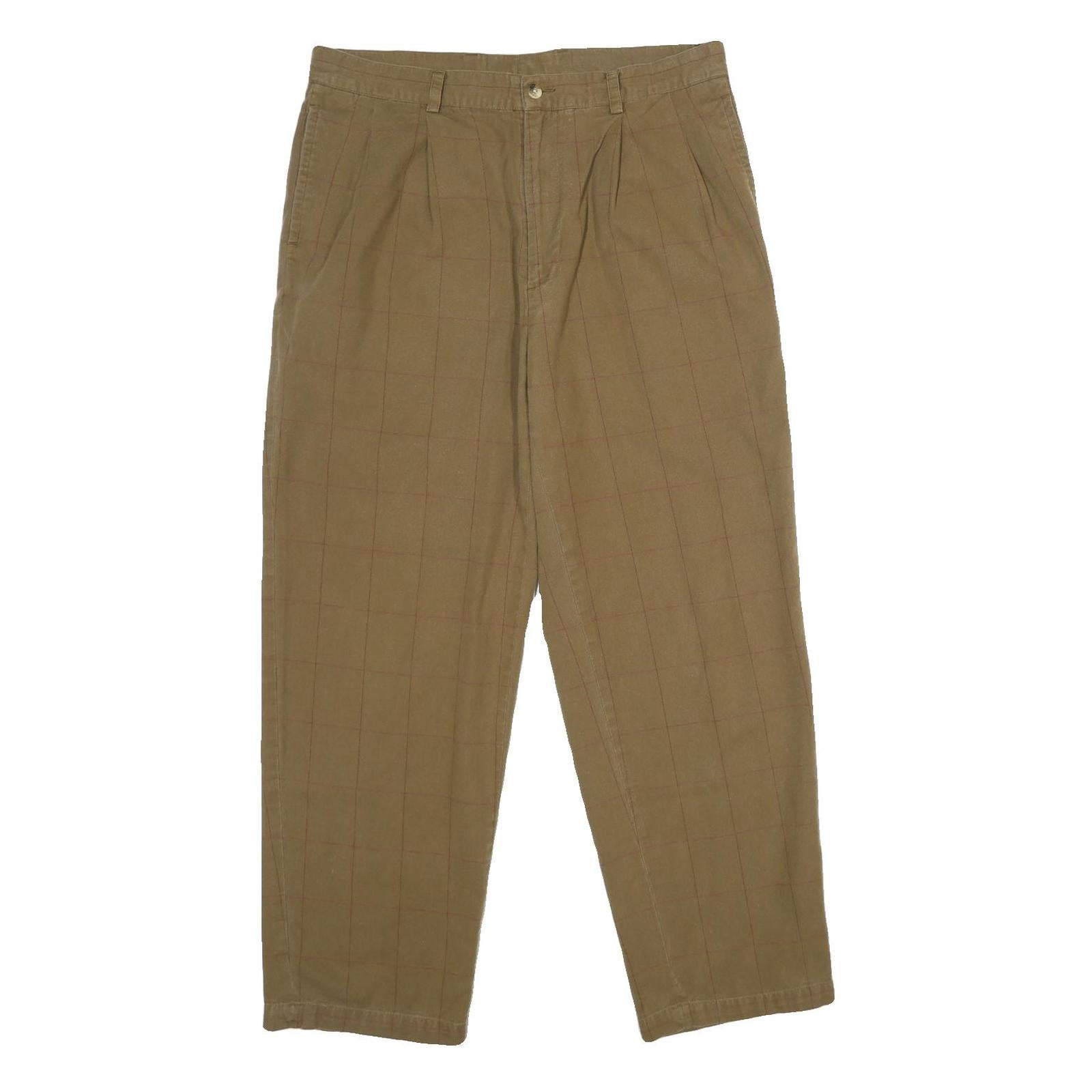 NAUTICA Mens Classic Cotton Beige Checked Straight Leg Trousers W36 L30 Casual Refurbished - N/A refurbished available on Cerqular
