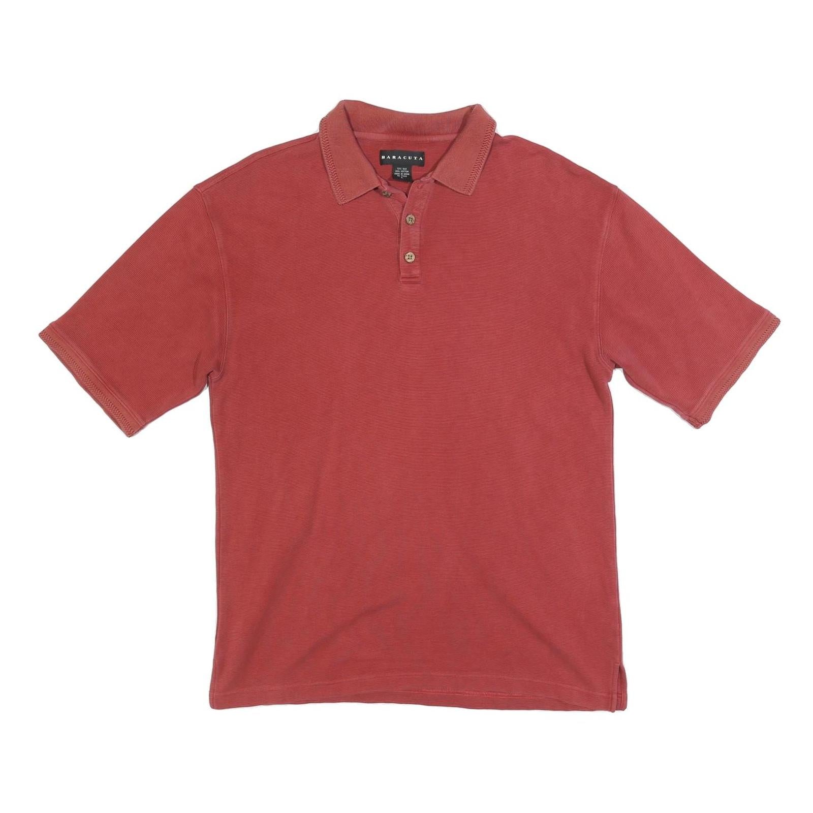BARACUTA Mens Red Short Sleeve Plain Polo Shirt L Silk Blend Classic Fit Refurbished - N/A refurbished available on Cerqular