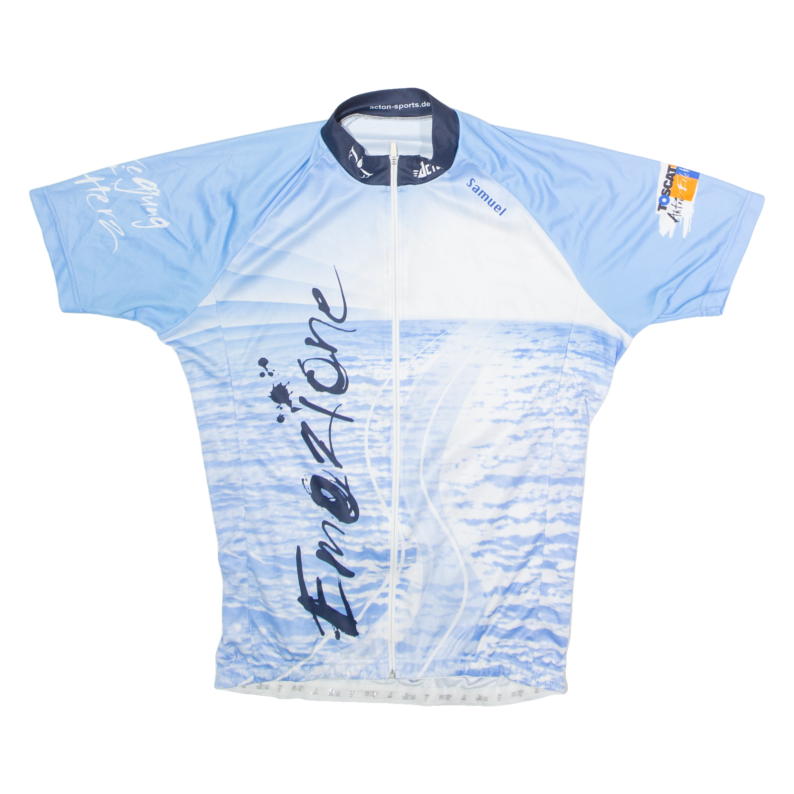 ACTION Full Zip Cycling Mens Jersey Blue High Neck XL Refurbished - N/A refurbished available on Cerqular