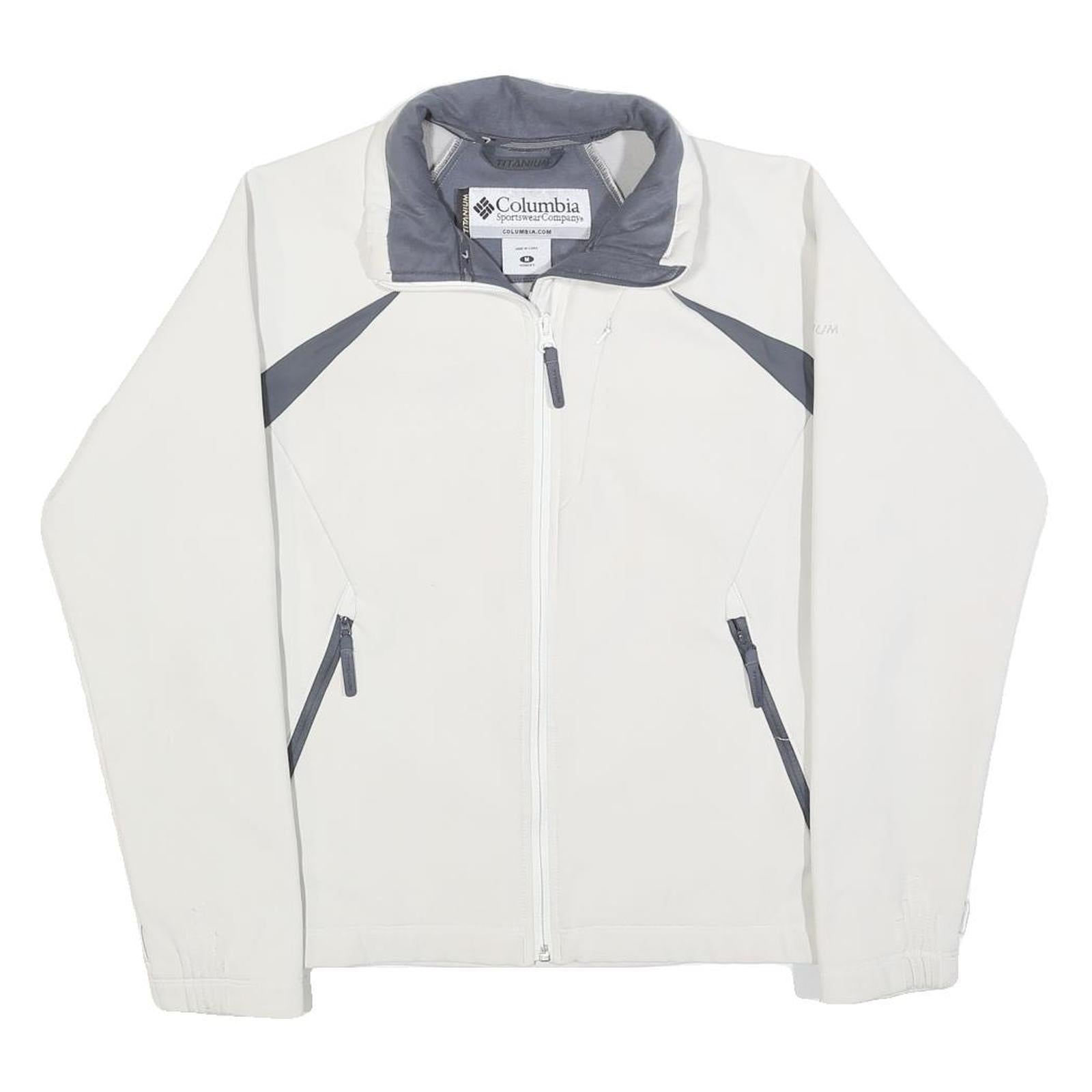 COLUMBIA Womens White & Grey Softshell Jacket M Polyester Blend Zip Outdoor Refurbished - N/A refurbished available on Cerqular