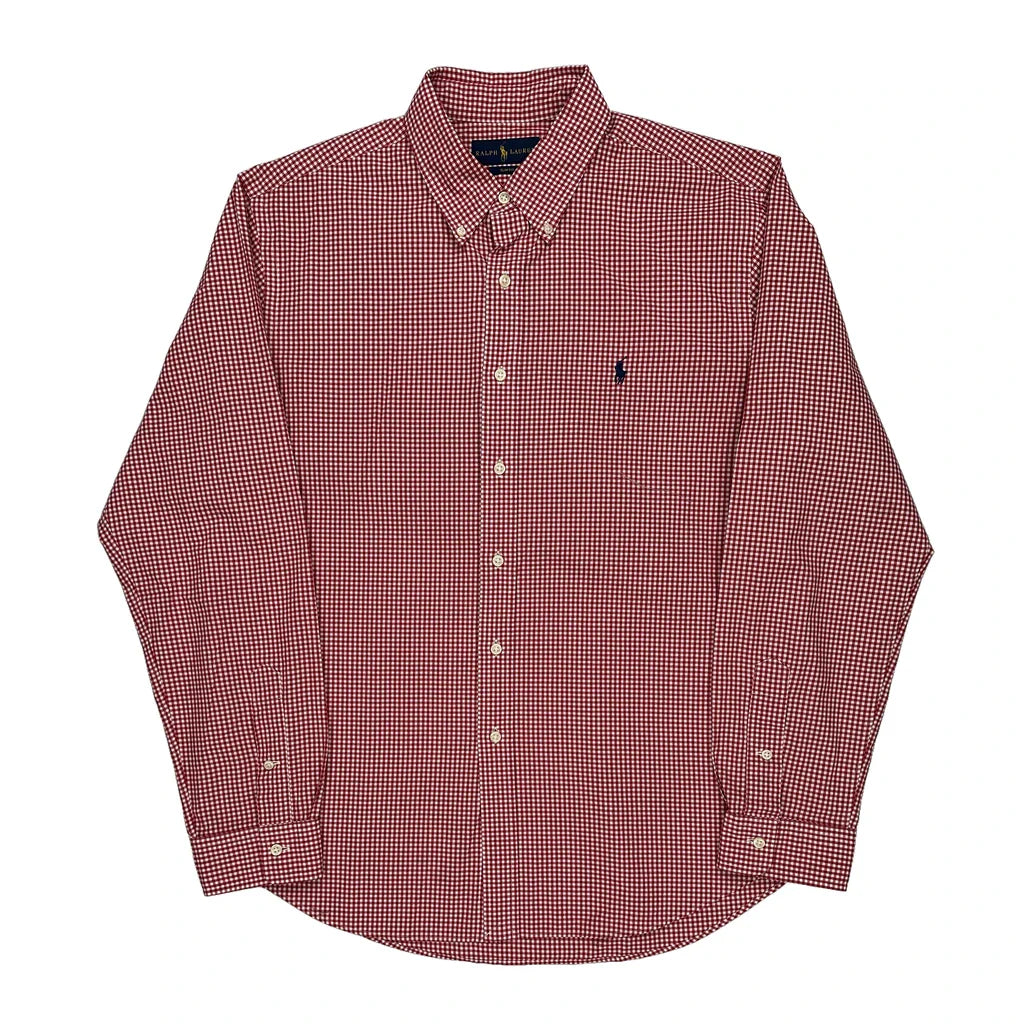 Ralph Lauren Slim Fit Shirt - XL Red Cotton Refurbished - Thrifted (note: this is a term often used to describe second- refurbished available on Cerqular