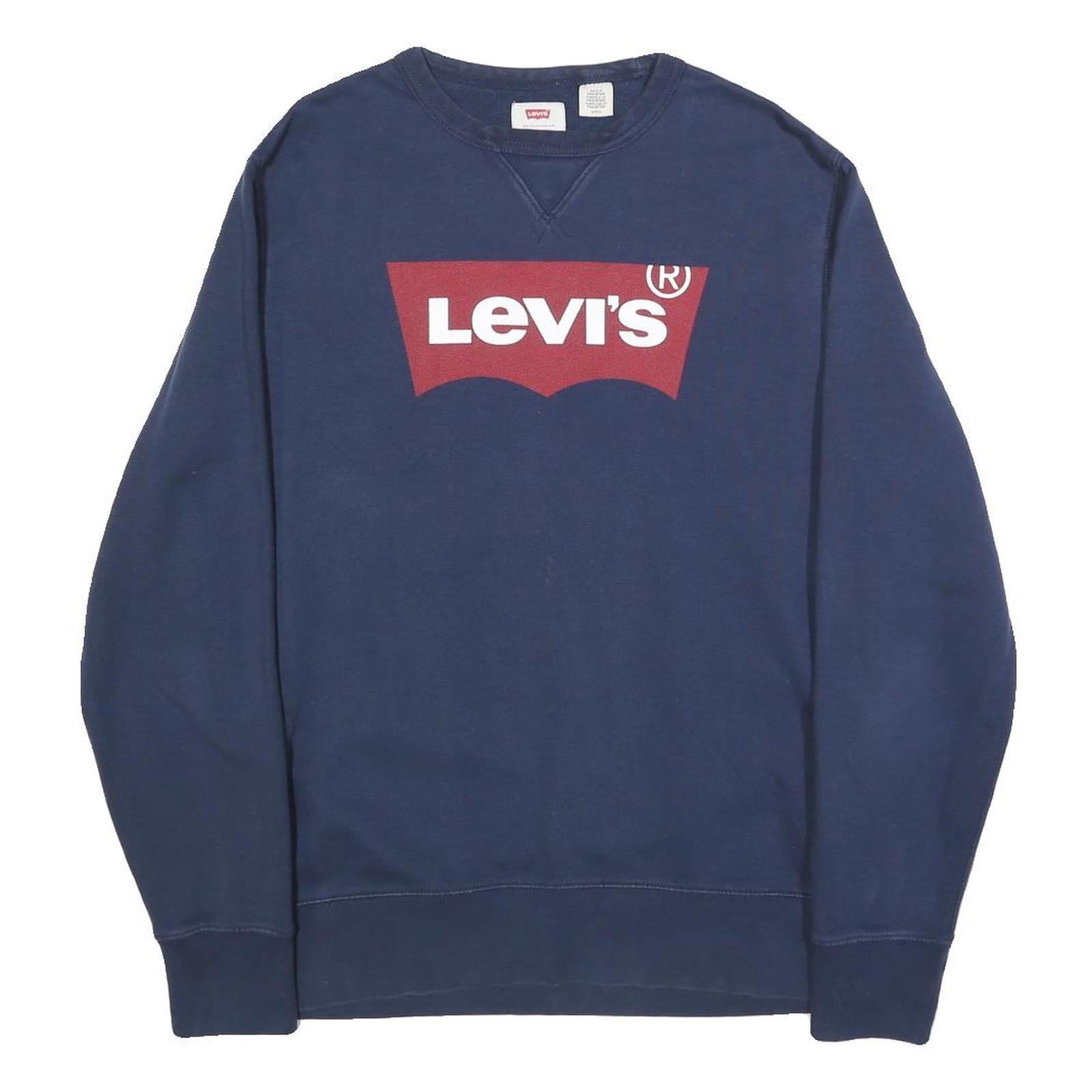 Buy LEVI'S Mens Navy Blue Cotton Blend Sweatshirt S Crew Neck Logo Print Refurbished - $35.09 LEVI'S Mens Navy Blue Cotton Blend Sweatshirt S Crew Neck Logo Print Refurbished - N/A refurbished available on Cerqular