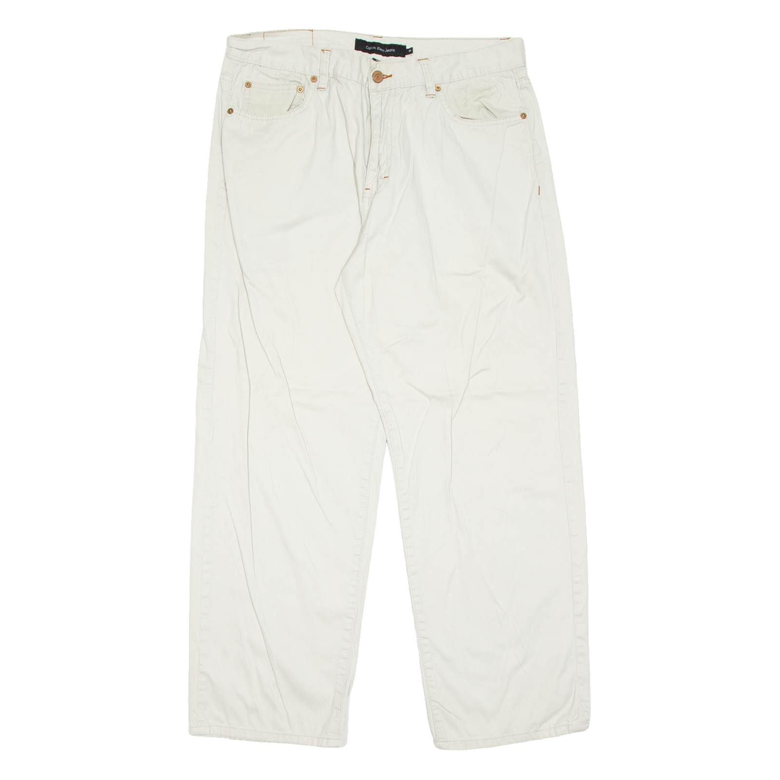 CALVIN KLEIN JEANS Mens Trousers Cream Regular Straight W34 L28 Refurbished - N/A refurbished available on Cerqular