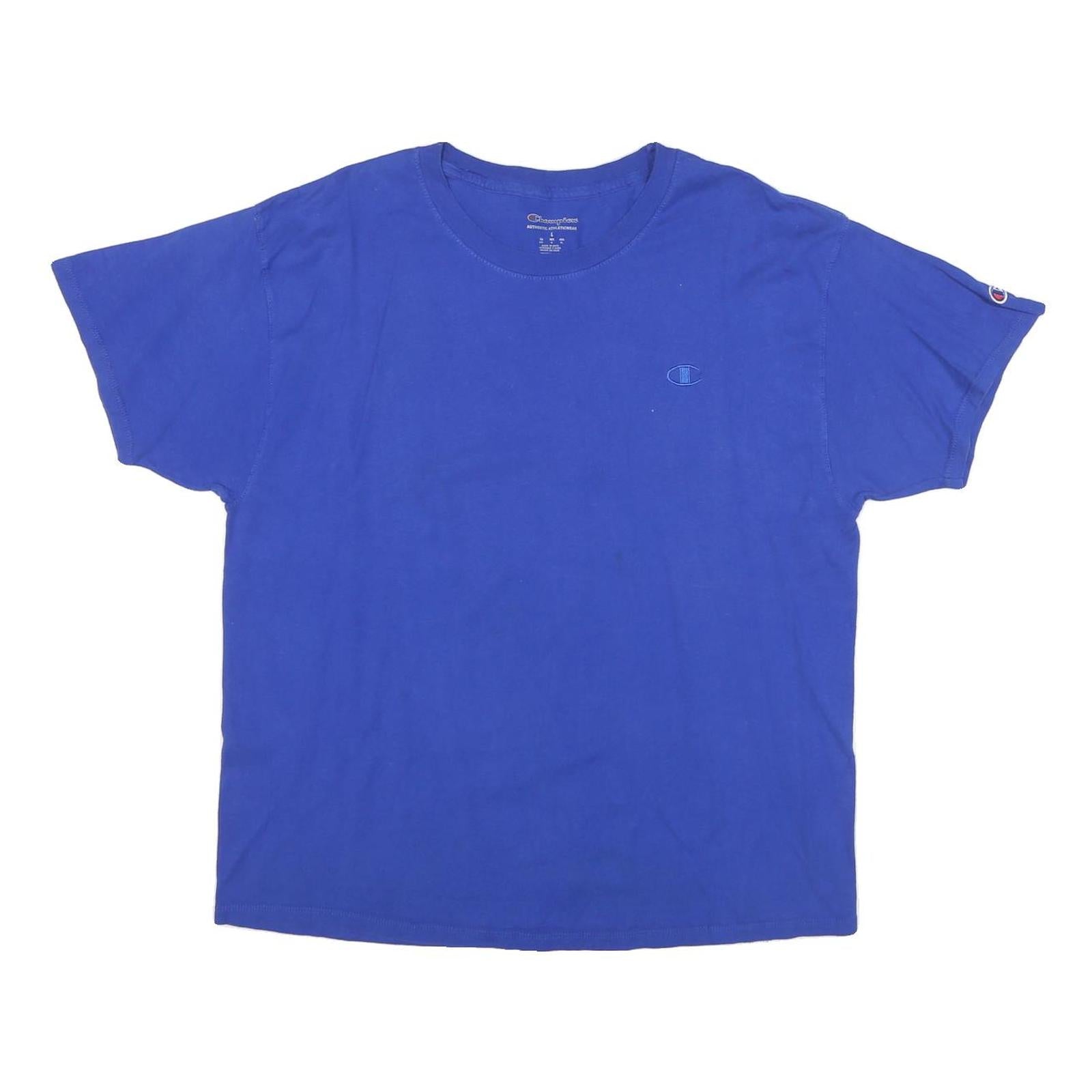 CHAMPION Mens Blue Classic T-Shirt L Short Sleeve Crew Neck Cotton Blend Refurbished - N/A refurbished available on Cerqular