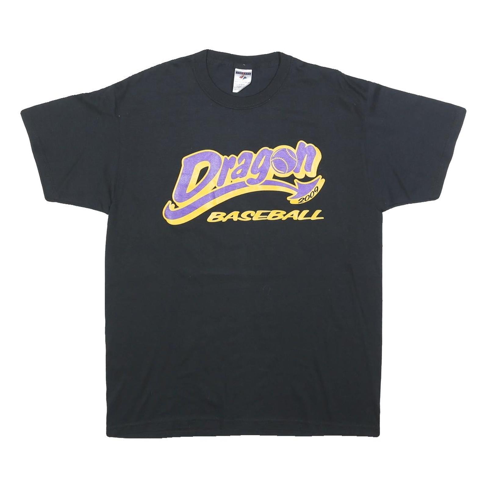 JERZEES Mens Black Dragon Baseball Graphic T-Shirt L Short Sleeve Crew Neck Refurbished - N/A refurbished available on Cerqular