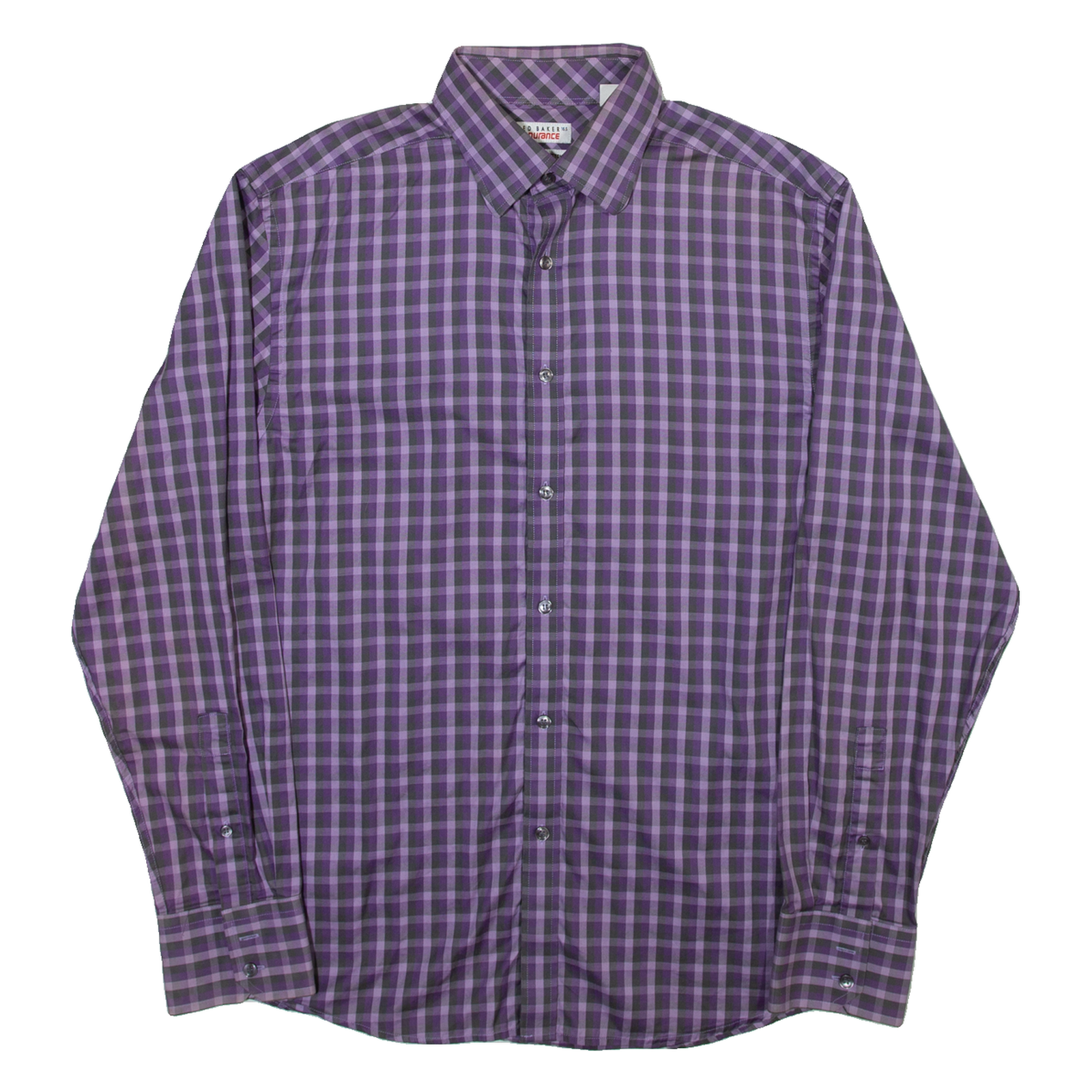 TED BAKER Mens Shirt Purple Check Long Sleeve L Refurbished - N/A refurbished available on Cerqular