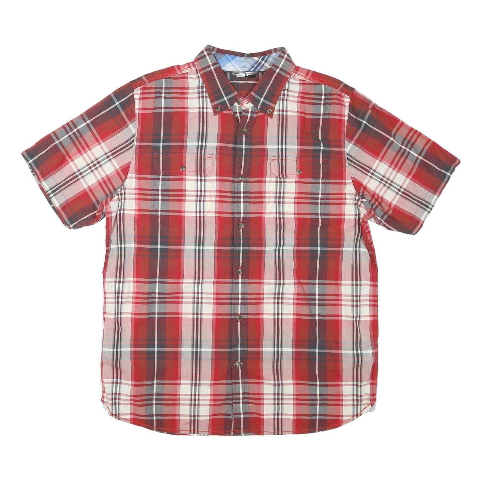 THE NORTH FACE Mens Red & Grey Plaid Shirt L Cotton Blend Buttoned Casual Refurbished - N/A refurbished available on Cerqular